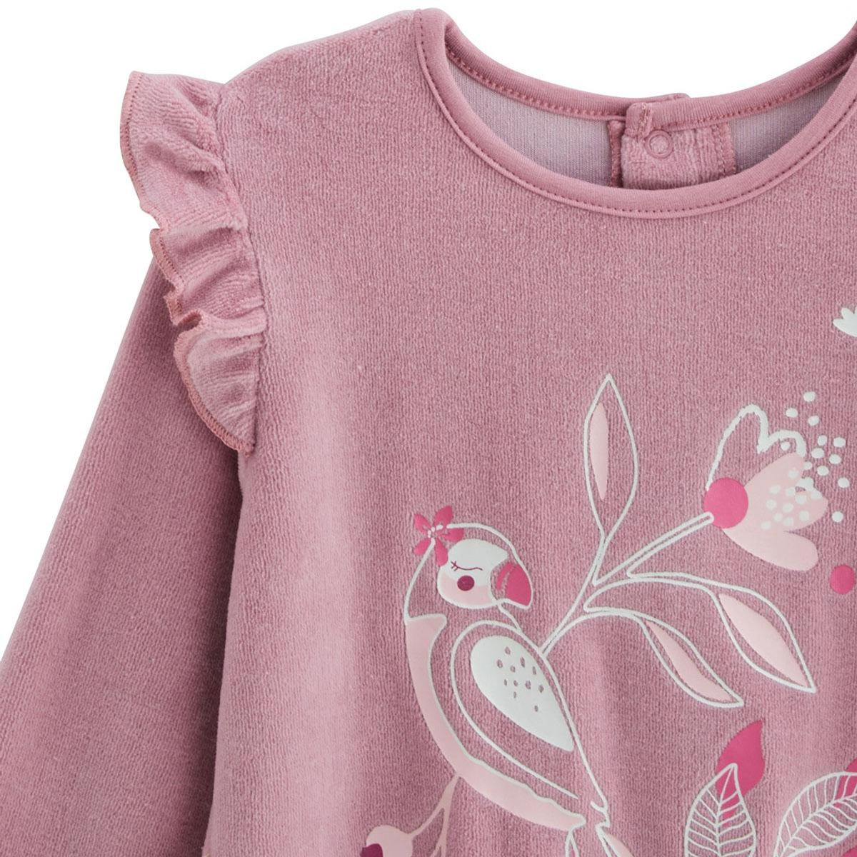 Petit Béguin Pyjama enfant 2 pièces en velours rose Louisa