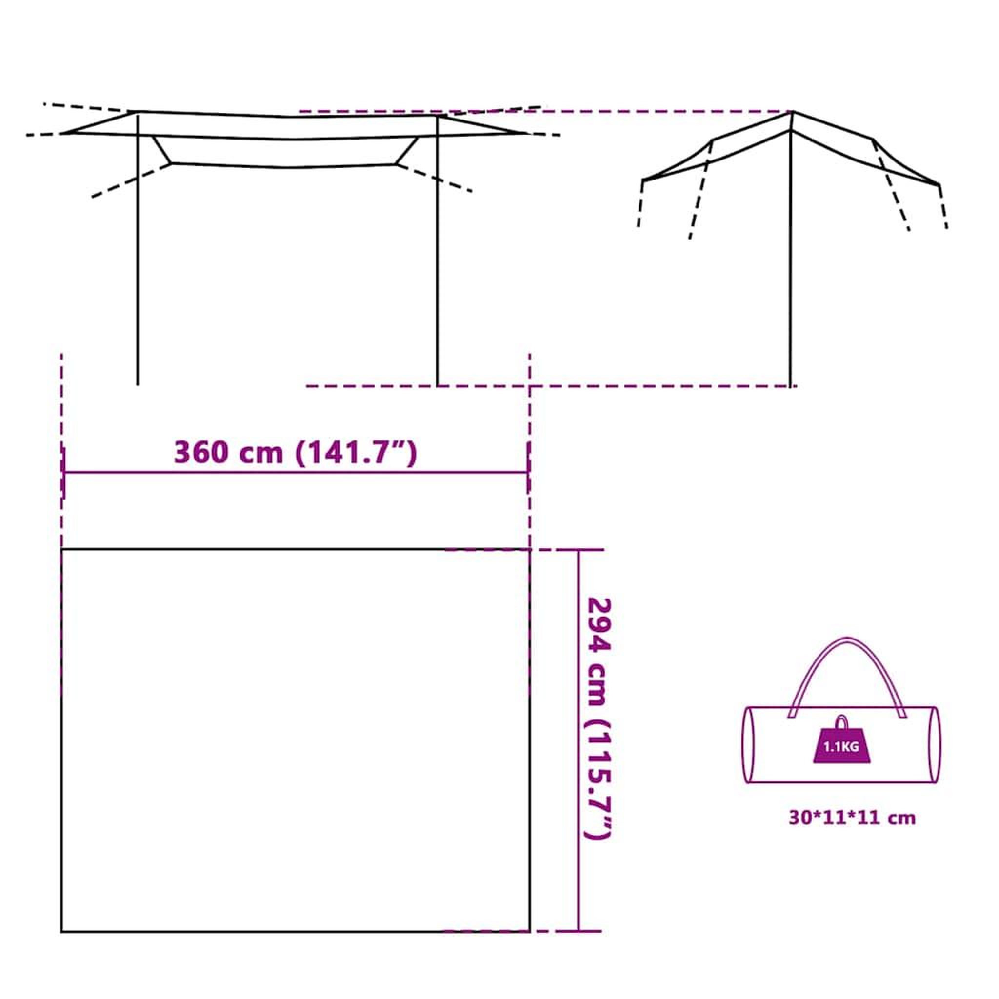 Voir la diapositive 6 : VIDAXL Bache de camping gris et orange 360x294 cm impermeable