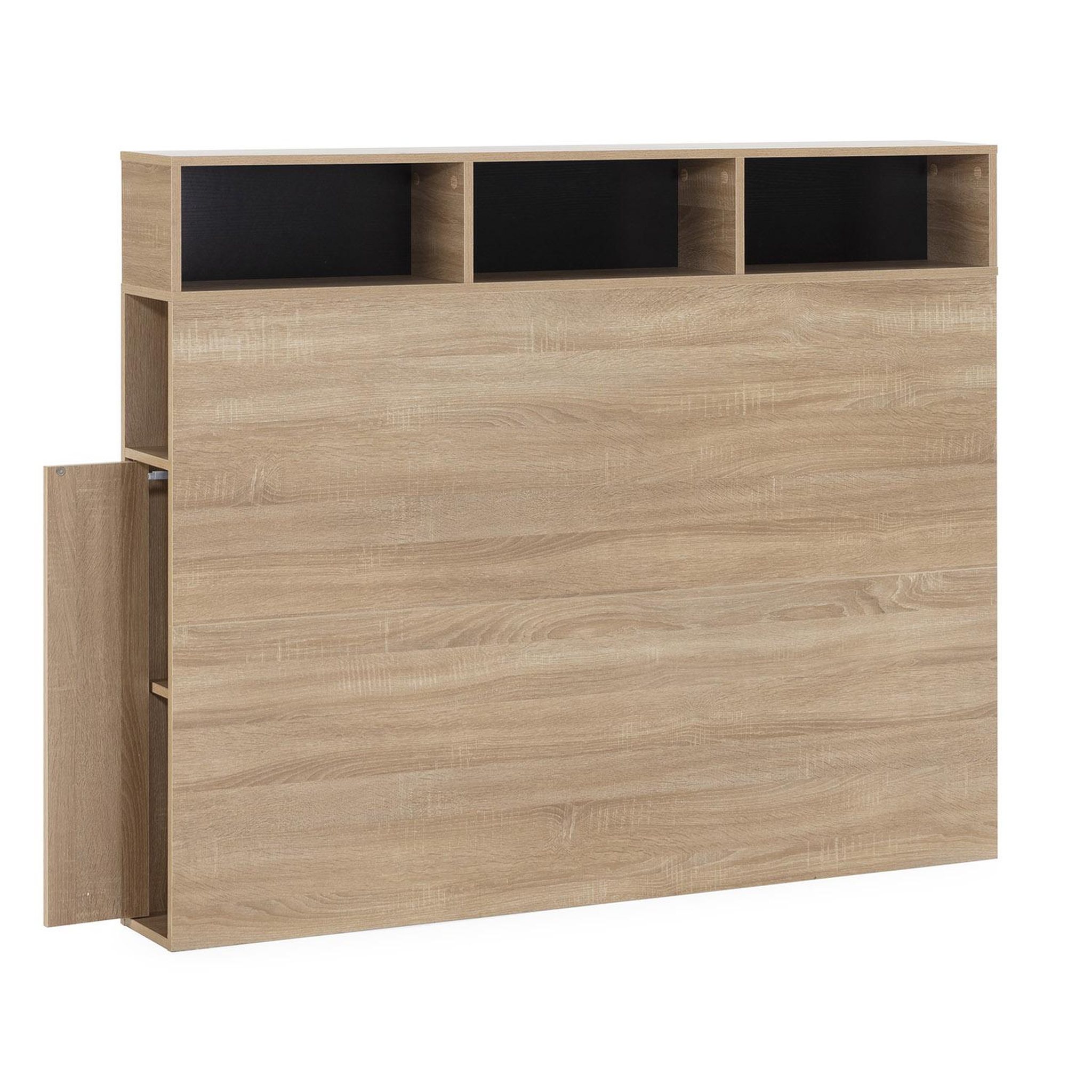 Voir la diapositive 3 : VS VENTA-STOCK Tête de lit Zeus 145 cm avec rangements chêne, 2 portes 9 trous
