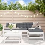 VIDAXL Salon de jardin 5 pcs avec coussins blanc bois massif