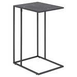 TOILINUX Table d'appoint ou à café rectangulaire haute effet marbre en Mélamine et Métal - L. 43 cm x H. 63 cm - Noir