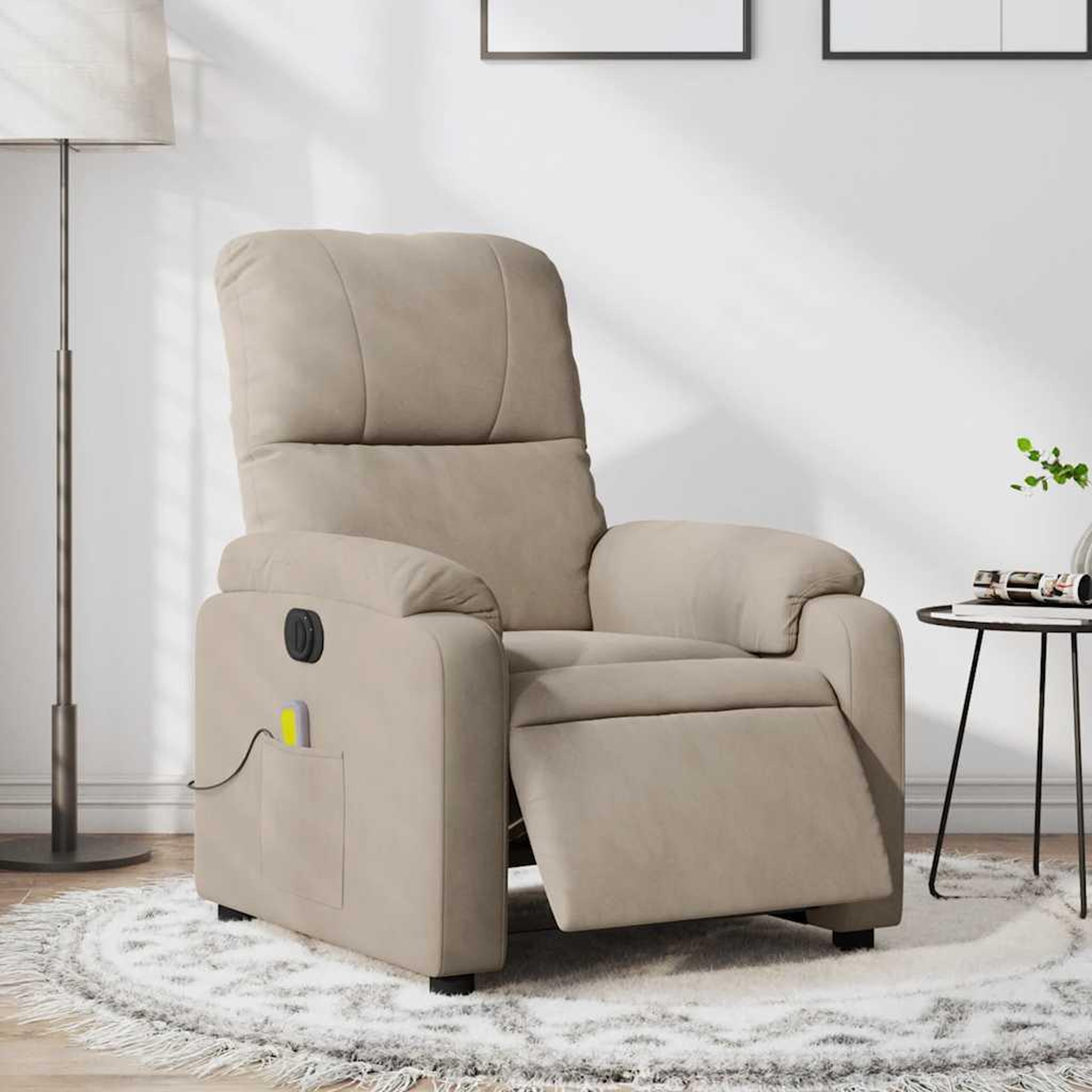 VIDAXL Fauteuil inclinable de massage electrique taupe