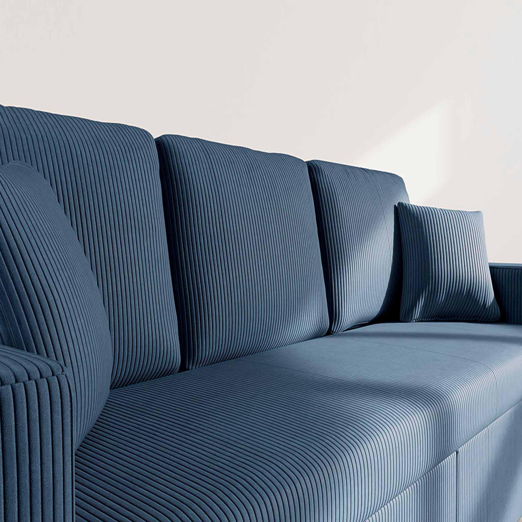 Voir la diapositive 5 : BEST MOBILIER Cyrus - canapé droit 3 places convertible en velours côtelé