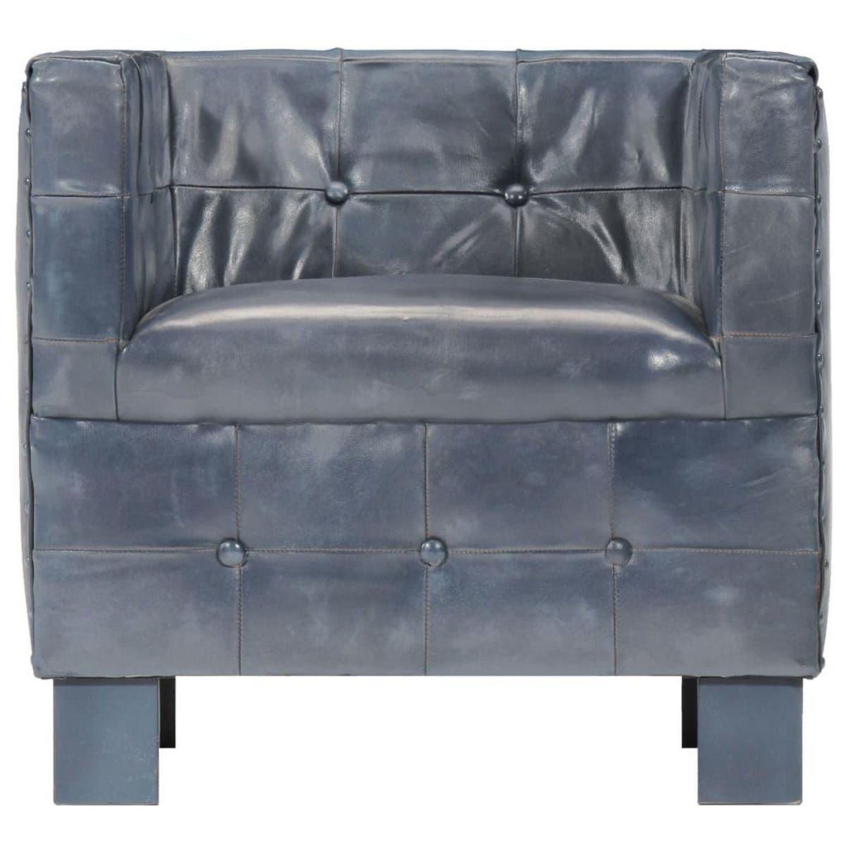 VIDAXL Chaise cabriolet Gris cuir veritable