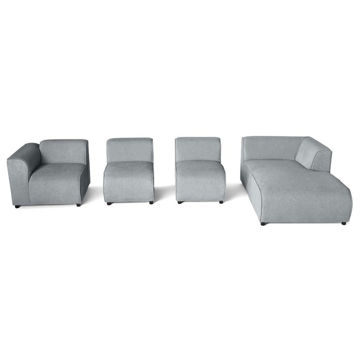 LISA DESIGN Suaro - canapé modulable d'angle droit 5 places en tissu texturé