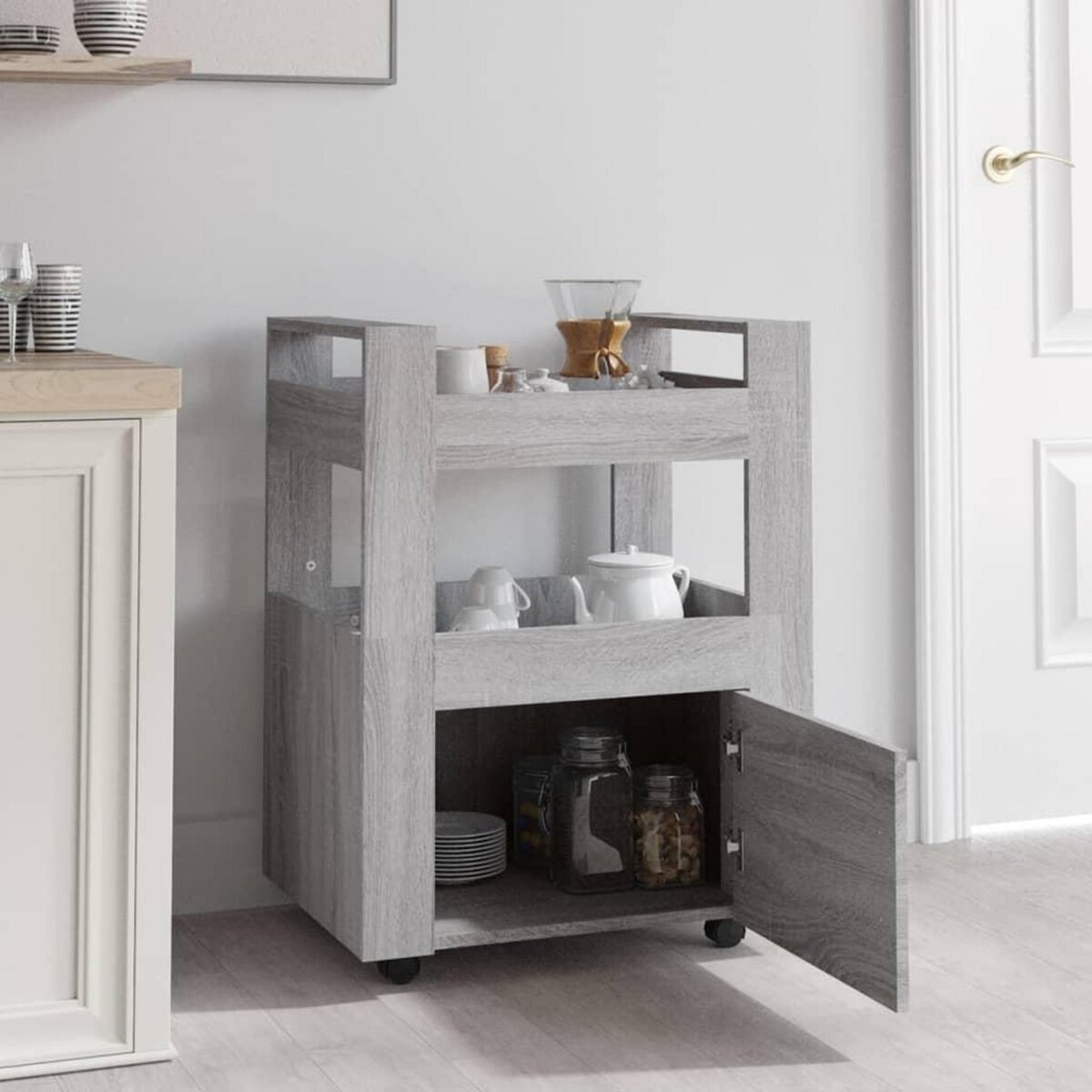 VIDAXL Chariot de cuisine Sonoma gris 60x45x80 cm Bois d'ingenierie