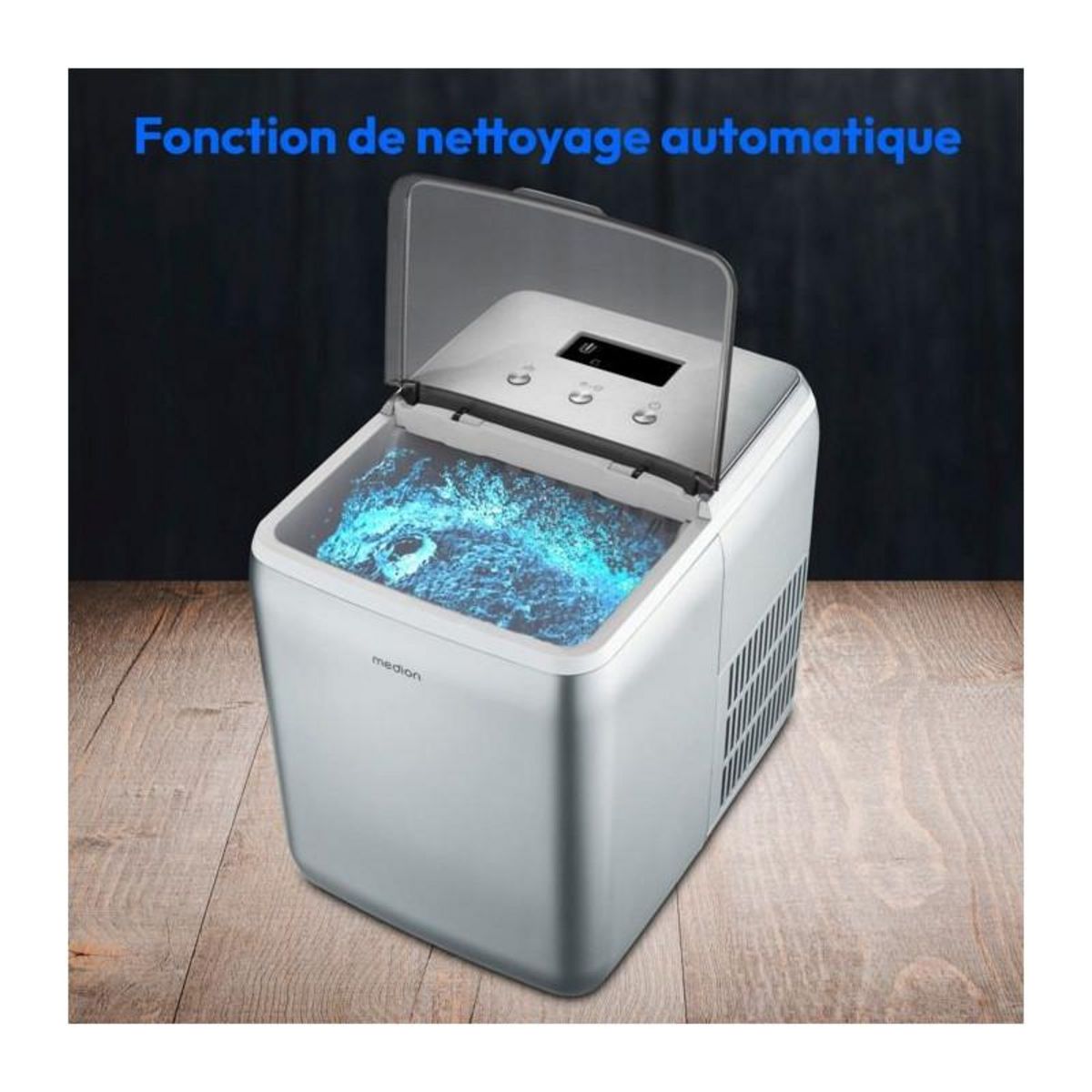 Medion MEDION Machine a glaçons (taille des glaçons petite & grande, réservoir d'eau de 2,6 litres, durée de production courte env.