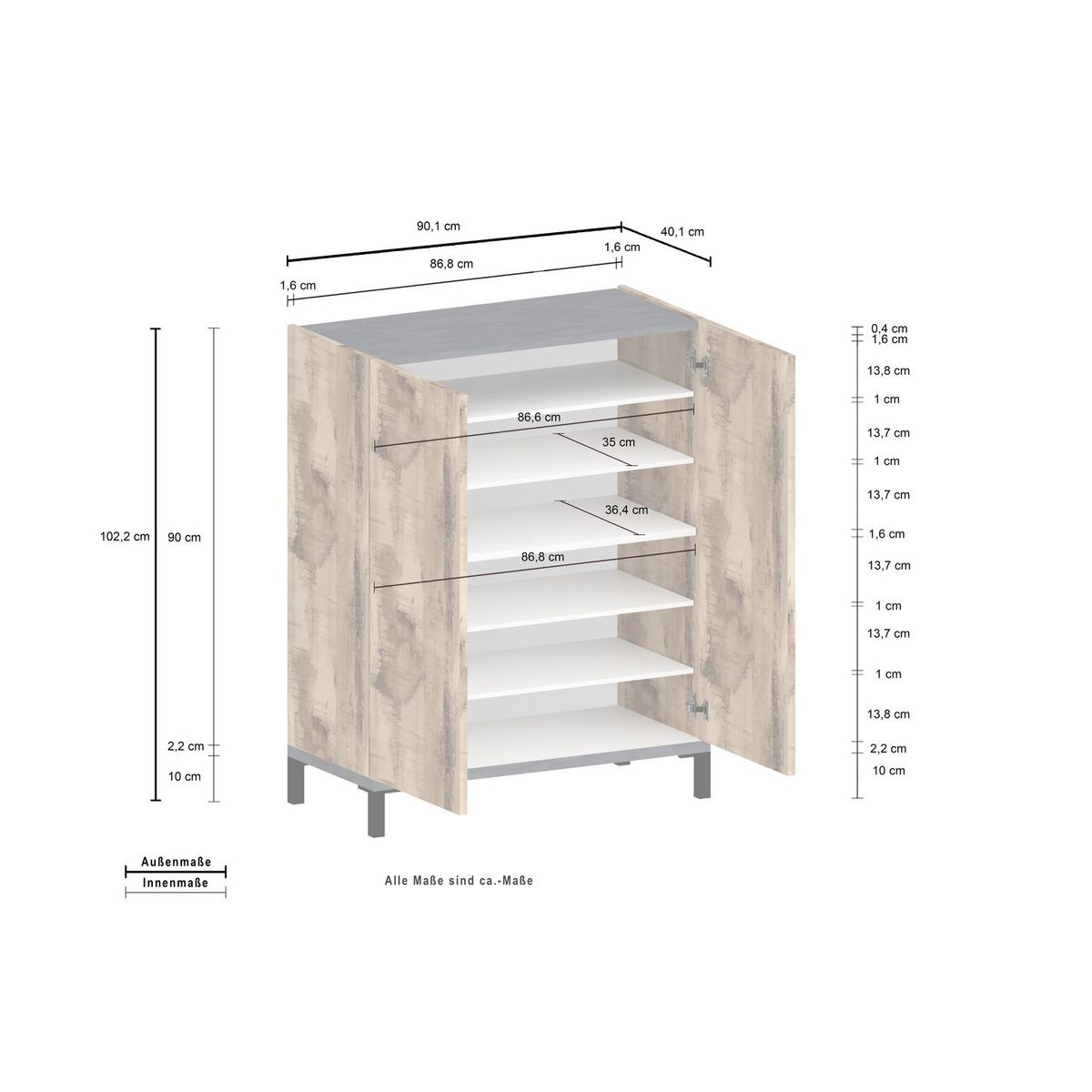 Meuble à chaussures 2 portes L90cm BARI