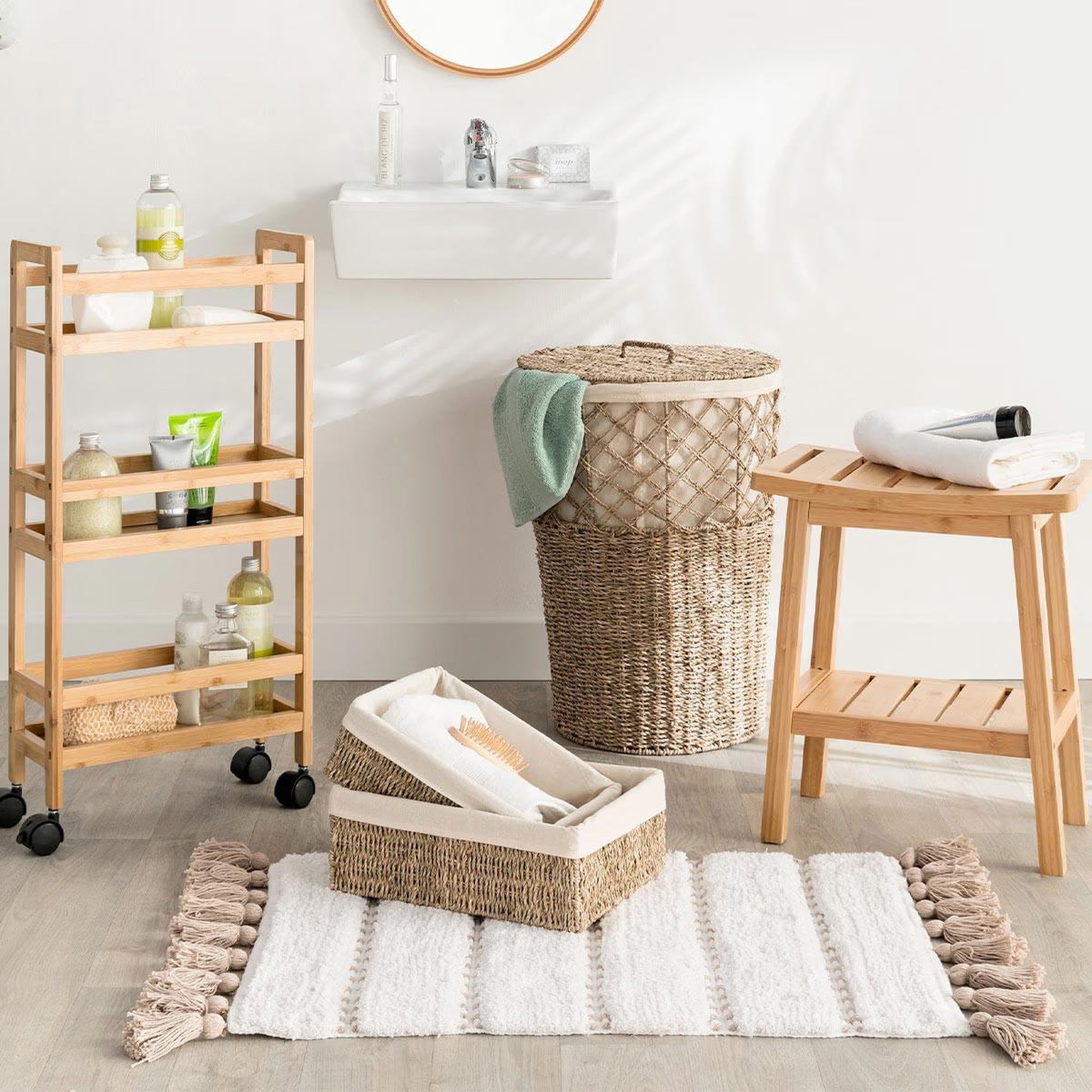 Voir la diapositive 4 : FIVE Panier à linge rond  seagrass  52cm naturel
