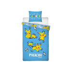 Pokemon Parure de lit - POKEMON - Pikachu - Microfibre - 1 housse de couette 140 x 200 cm + 1 taie 63 x 63 cm