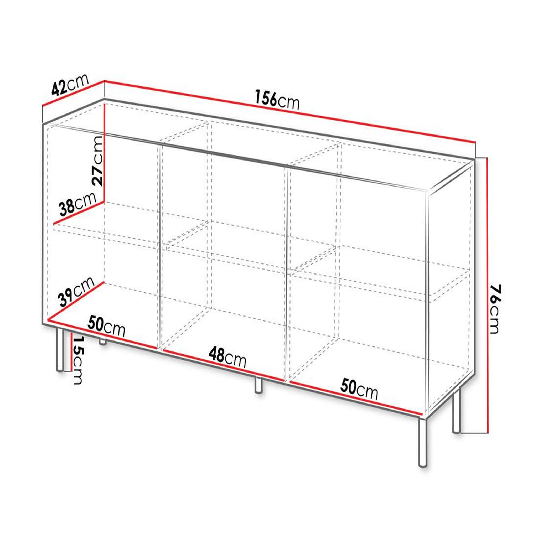 Voir la diapositive 6 : BEST MOBILIER Timote - buffet - écru - 3 portes - 156 cm