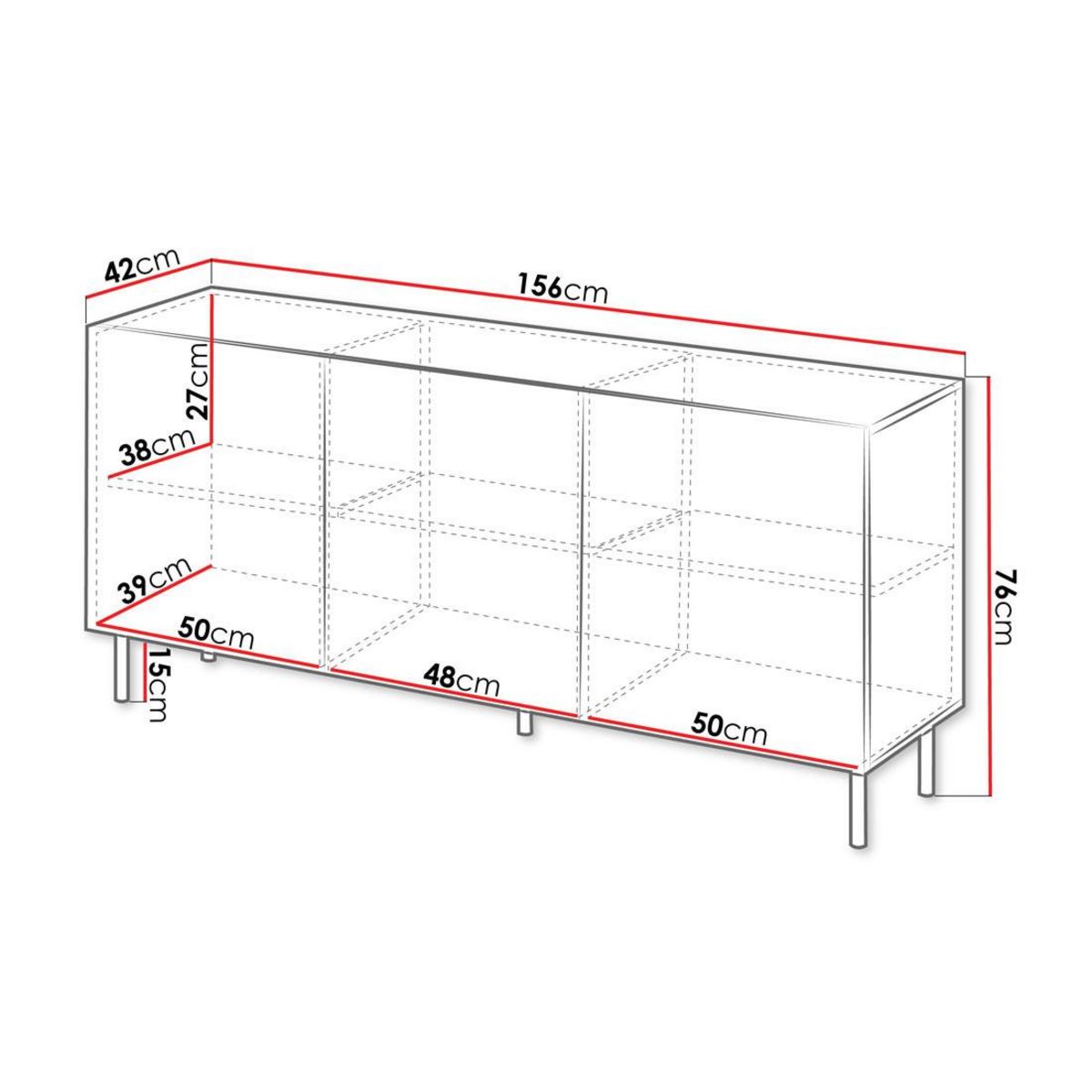 BEST MOBILIER Timote - buffet - écru - 3 portes - 156 cm