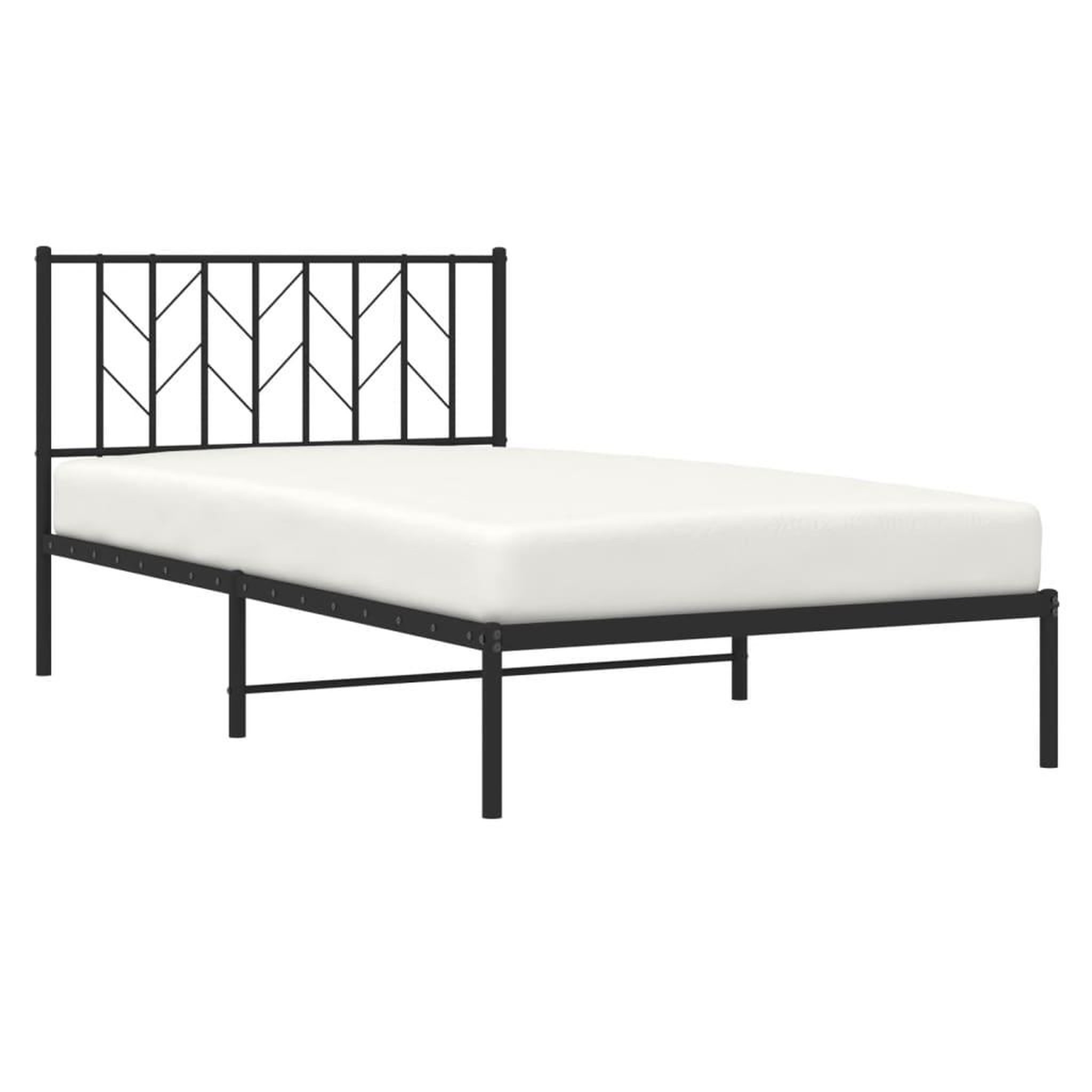 Voir la diapositive 3 : VIDAXL Cadre de lit metal sans matelas avec tete de lit noir 107x203cm