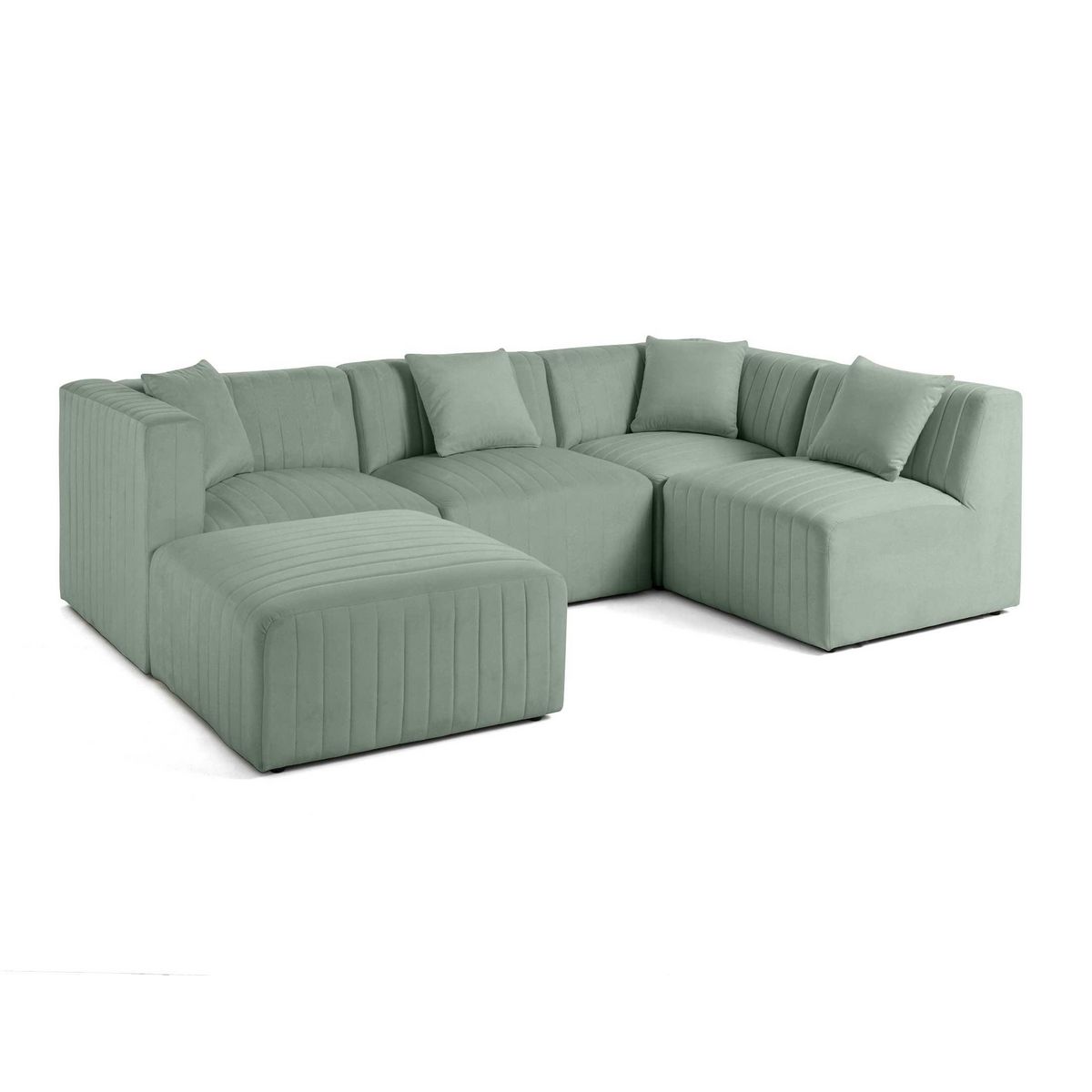 LISA DESIGN Nova - canapé modulable d'angle droit - 5 places - avec pouf d'appoint - en velours