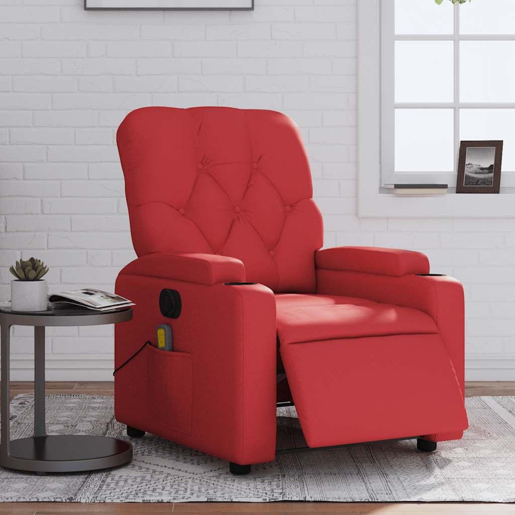 VIDAXL Fauteuil de massage inclinable electrique rouge similicuir