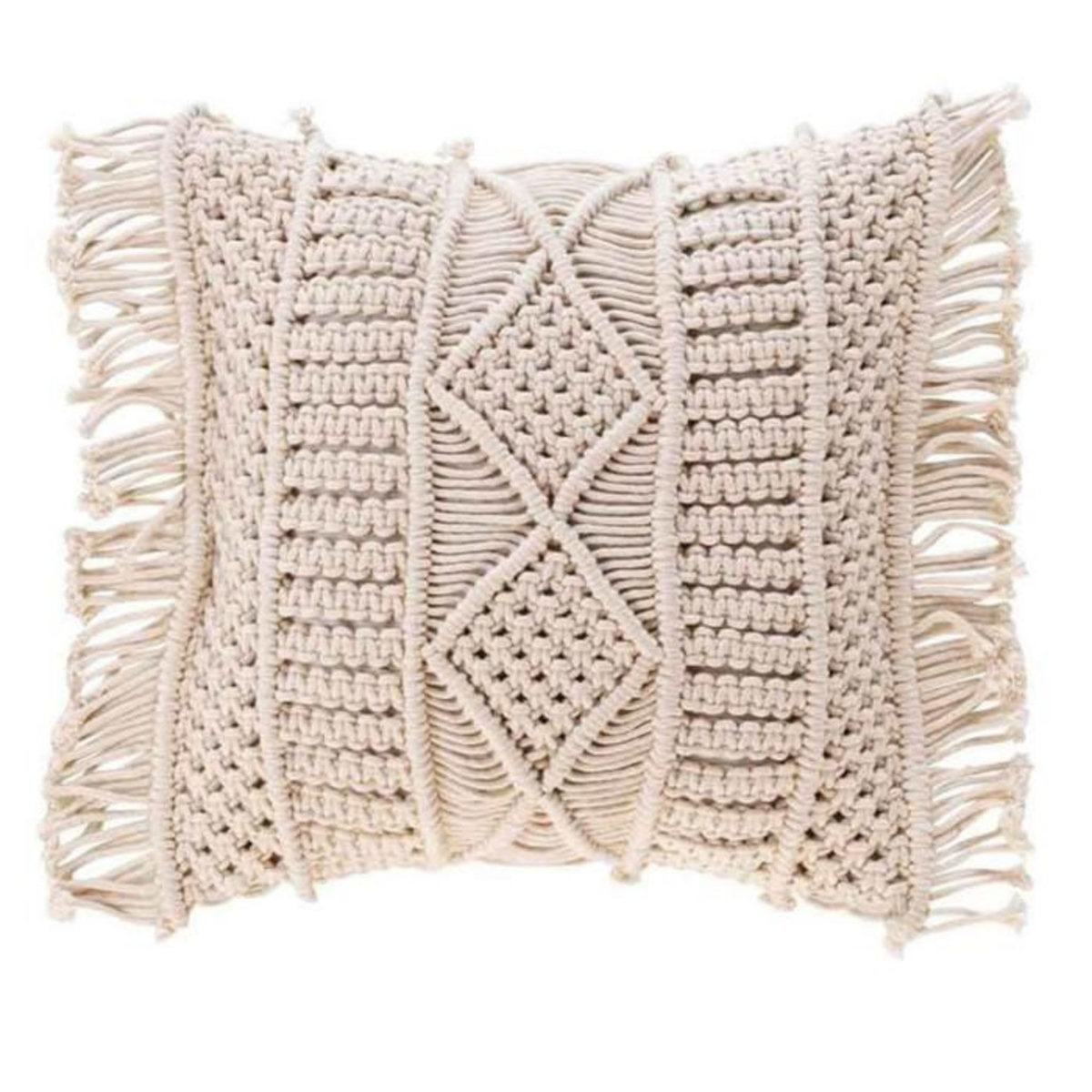Paris Prix Coussin Déco à Franges  Macralina  40x40cm Beige