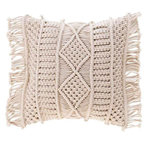 Paris Prix Coussin Déco à Franges  Macralina  40x40cm Beige