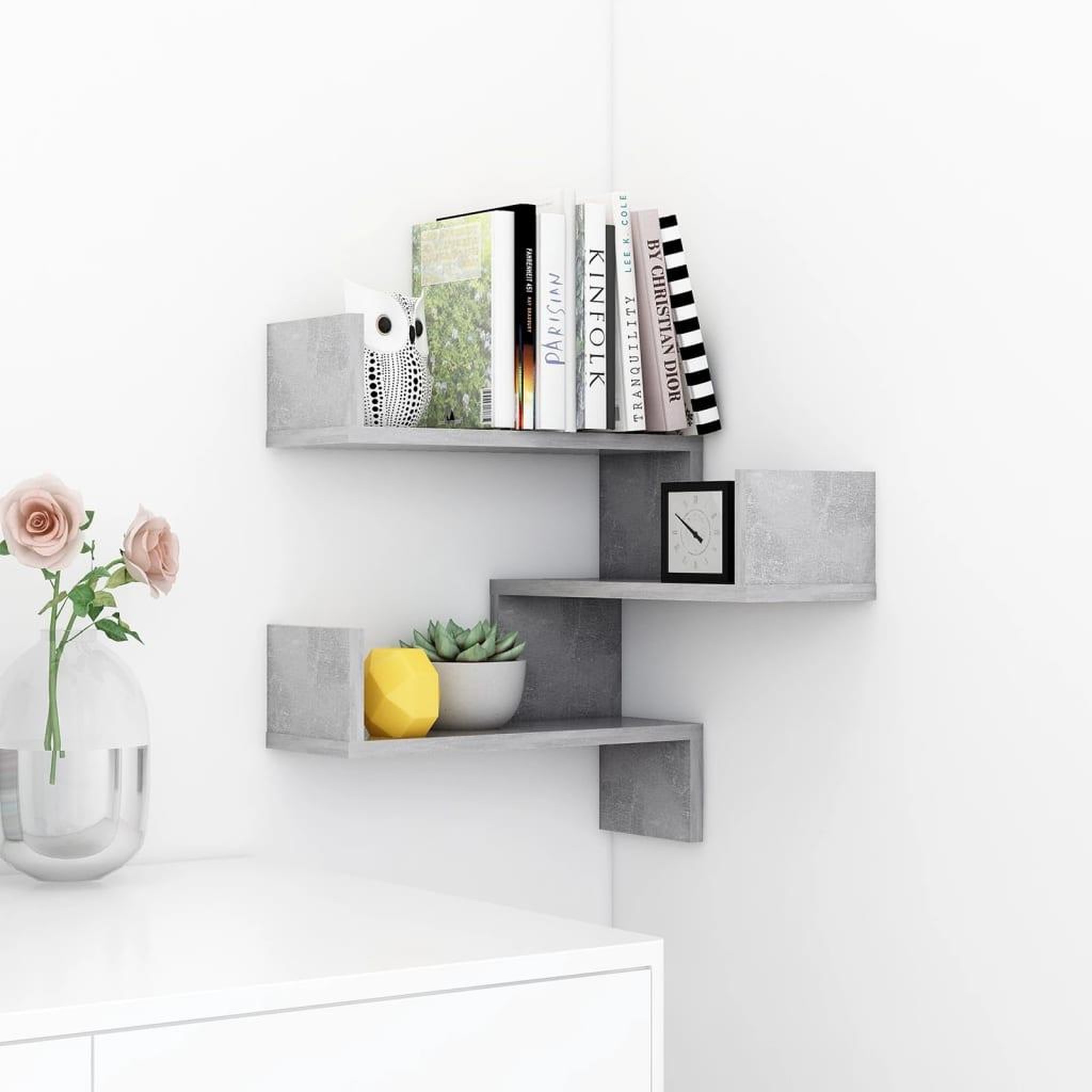 Voir la diapositive 3 : VIDAXL Etagere murale d'angle Gris beton 40x40x50 cm Bois d'ingenierie