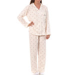 Lulu Castagnette Pyjama Beige/Rouge Femme Lulu Castagnette Petit cœurs. Coloris disponibles : Beige