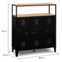 Voir la diapositive 6 : ID MARKET Meuble de bar buffet ESTER 3 portes en métal noir plateau façon hêtre