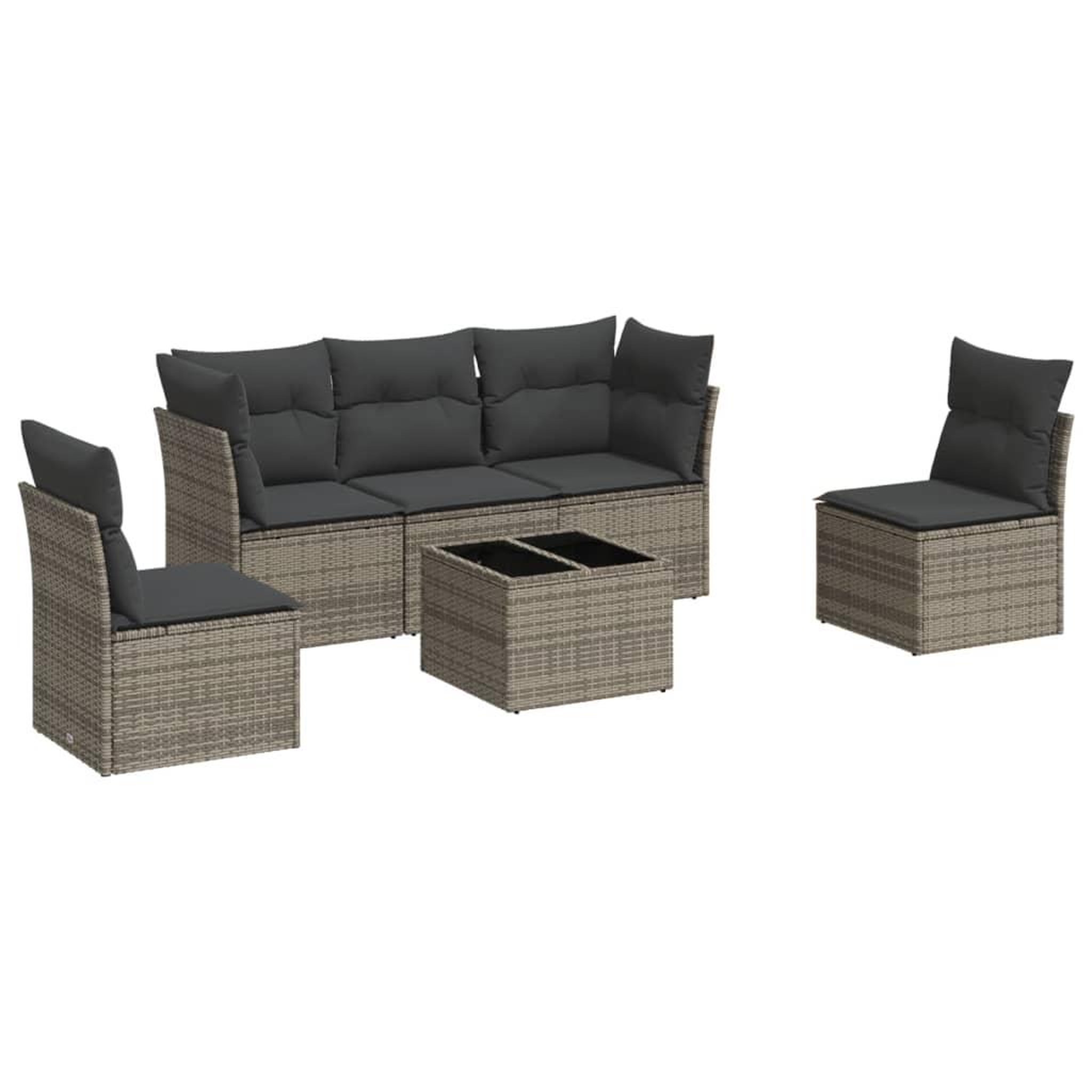 Voir la diapositive 2 : VIDAXL Salon de jardin 6 pcs avec coussins gris resine tressee