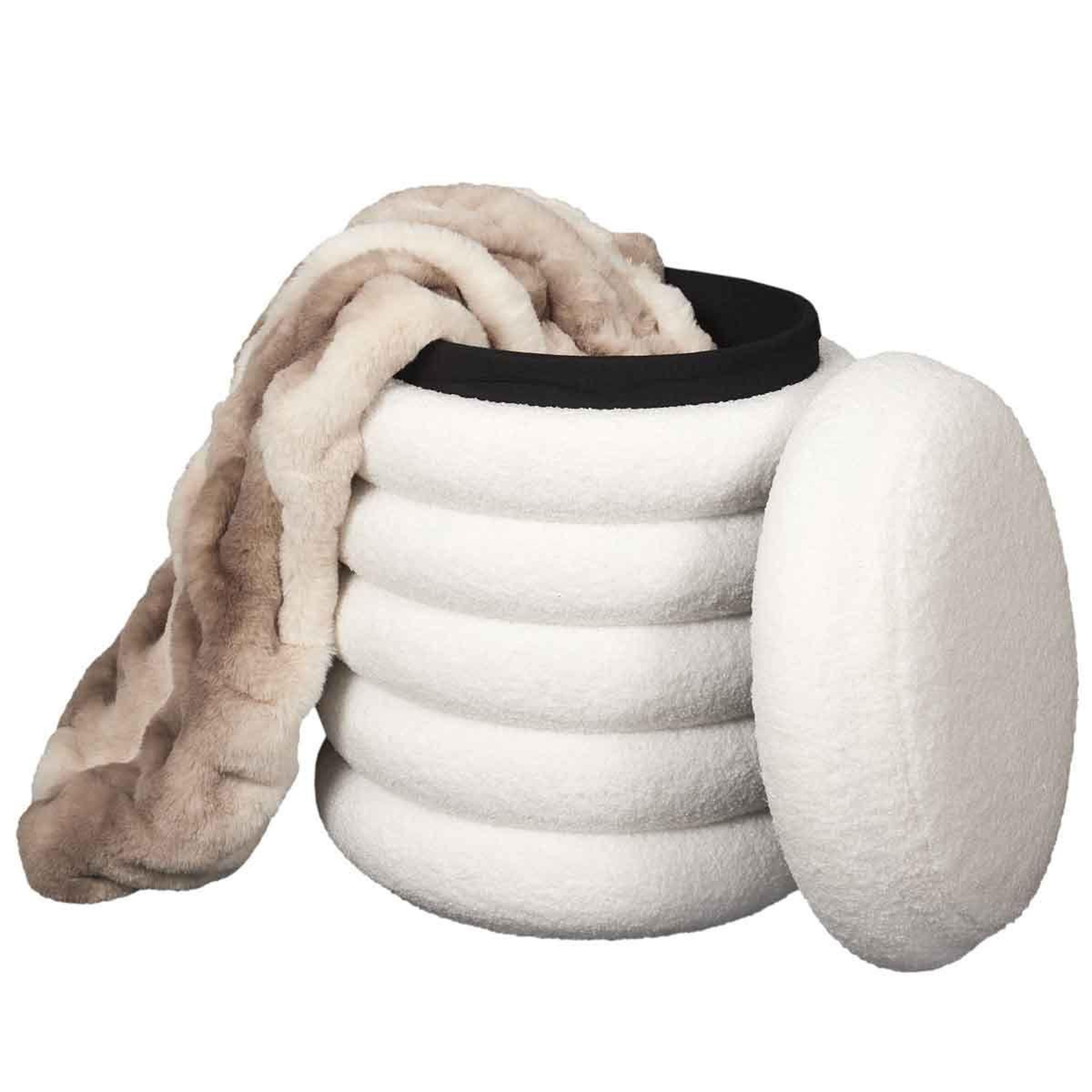 Voir la diapositive 4 : The Home Deco Factory Pouf & coffre de rangement  freya  43cm blanc