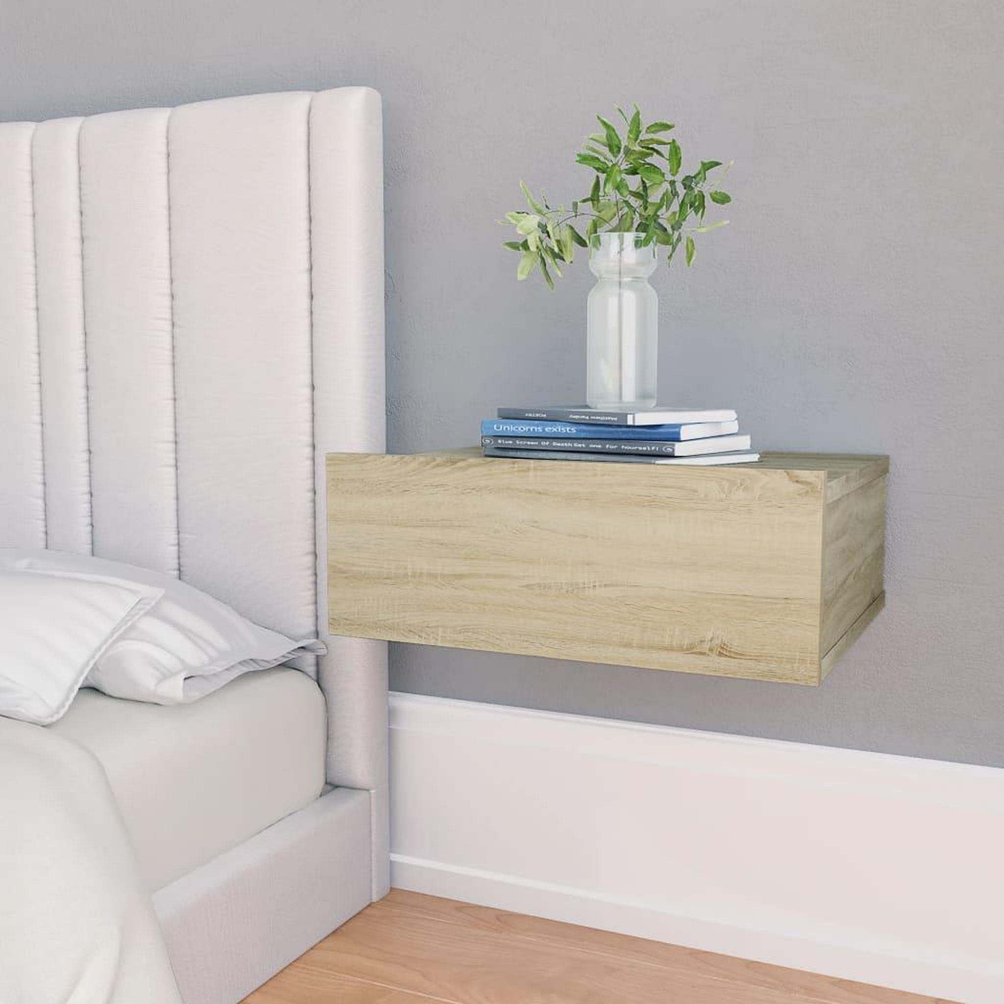Voir la diapositive 1 : VIDAXL Table de chevet flottante Chene sonoma Bois d'ingenierie