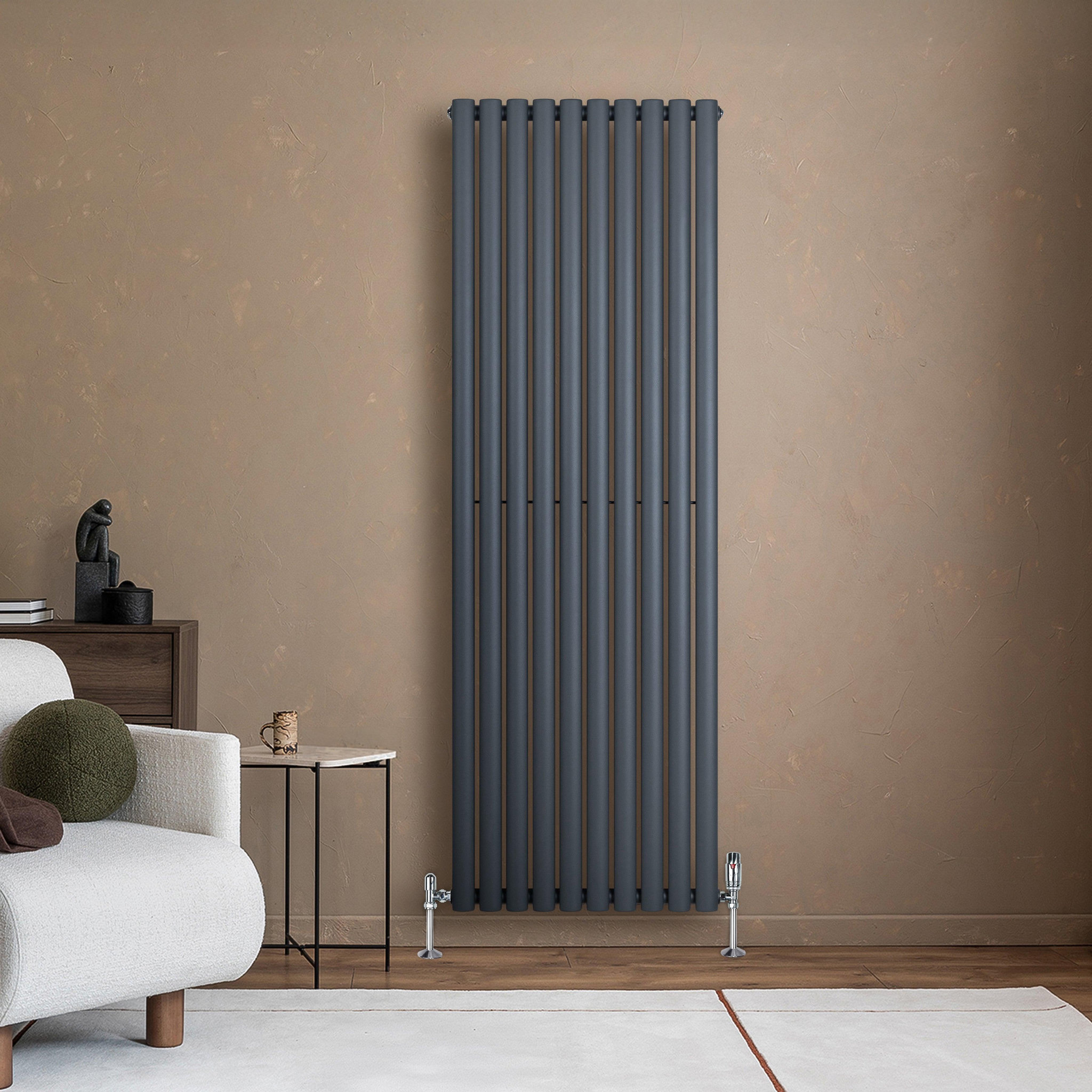 Voir la diapositive 4 : MONSTERSHOP Radiateur à colonnes ovales & vannes, 1 panneau - 1800 x 600 mm