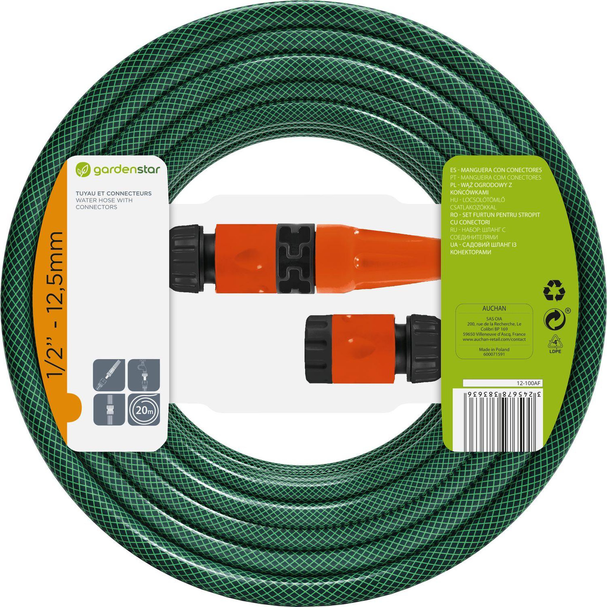 GARDENSTAR Kit complet arrosage avec tuyau - D12,5mm - Vert