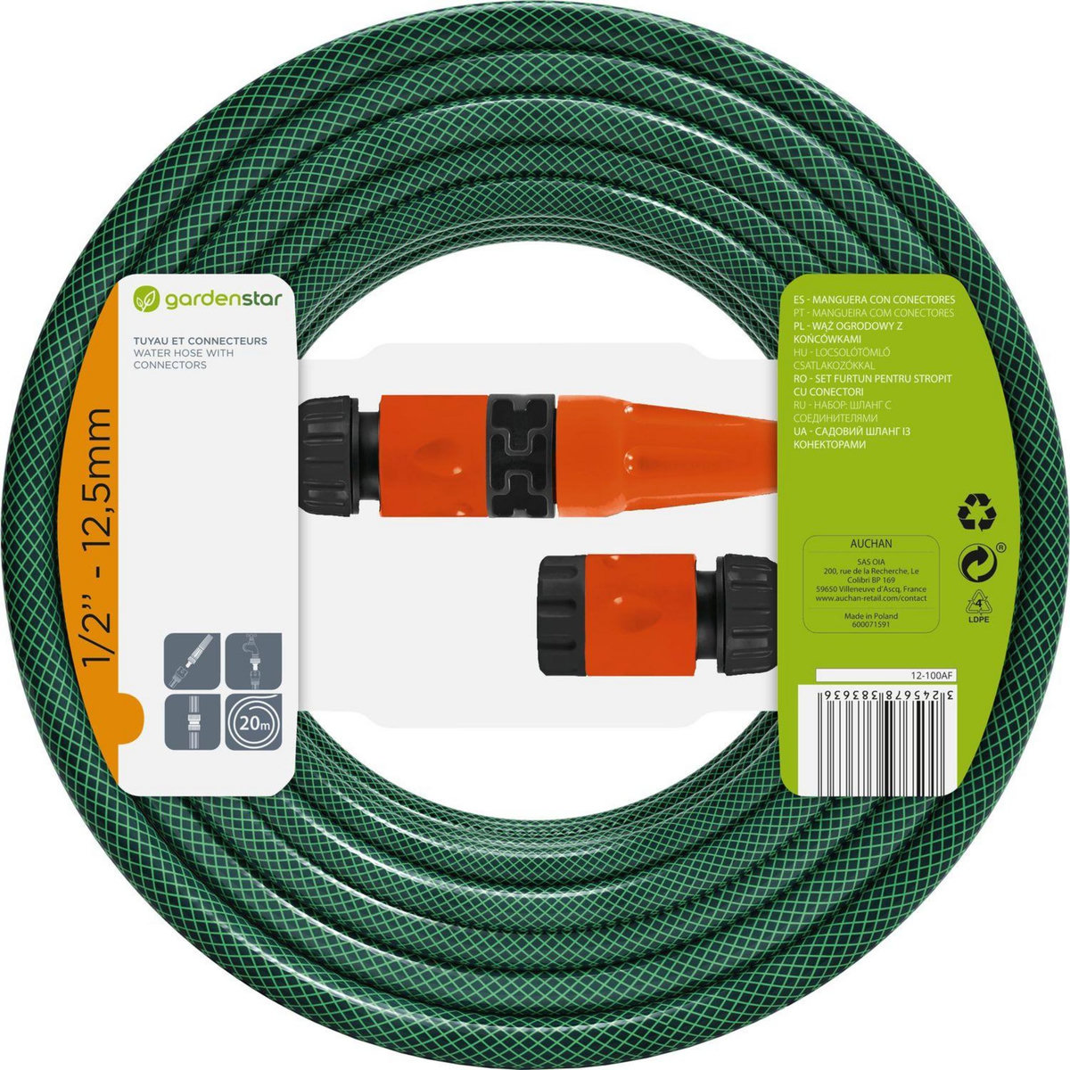 GARDENSTAR Kit complet arrosage avec tuyau - D12,5mm - Vert