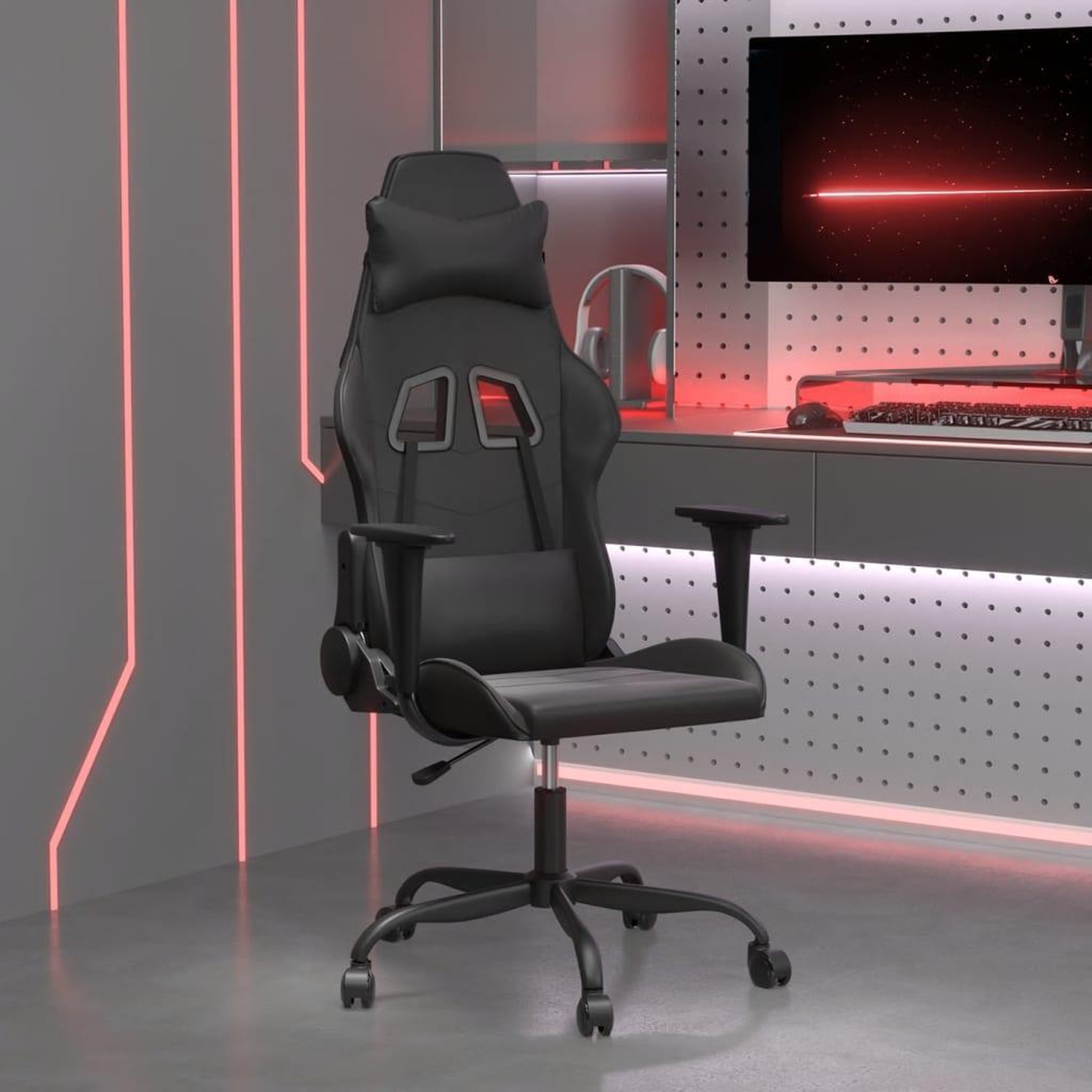 VIDAXL Chaise de jeu de massage noir similicuir