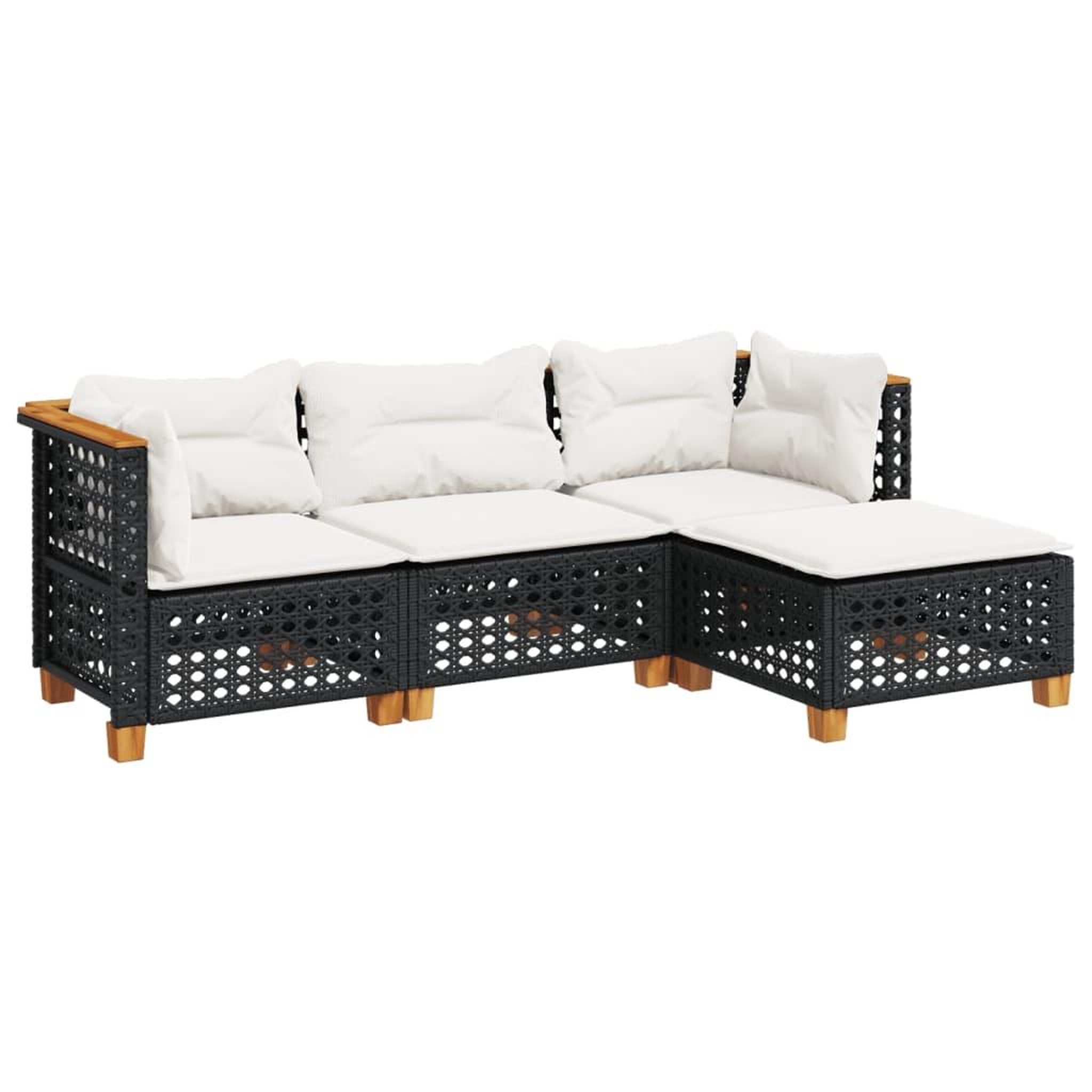 Voir la diapositive 2 : VIDAXL Salon de jardin 4 pcs avec coussins noir resine tressee