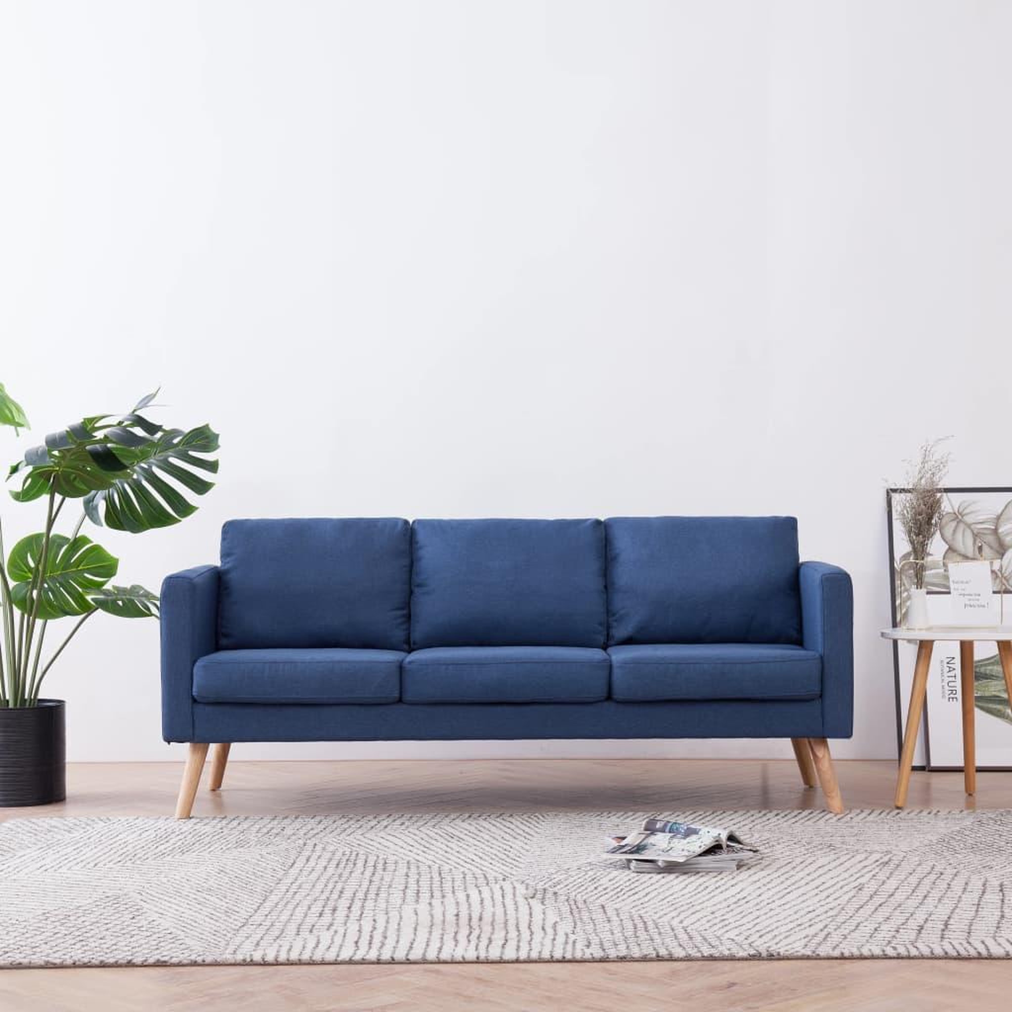 Voir la diapositive 1 : VIDAXL Canape a 3 places Tissu Bleu