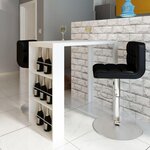 VIDAXL Table de bar MDF avec casier a bouteilles Blanc haut brillance