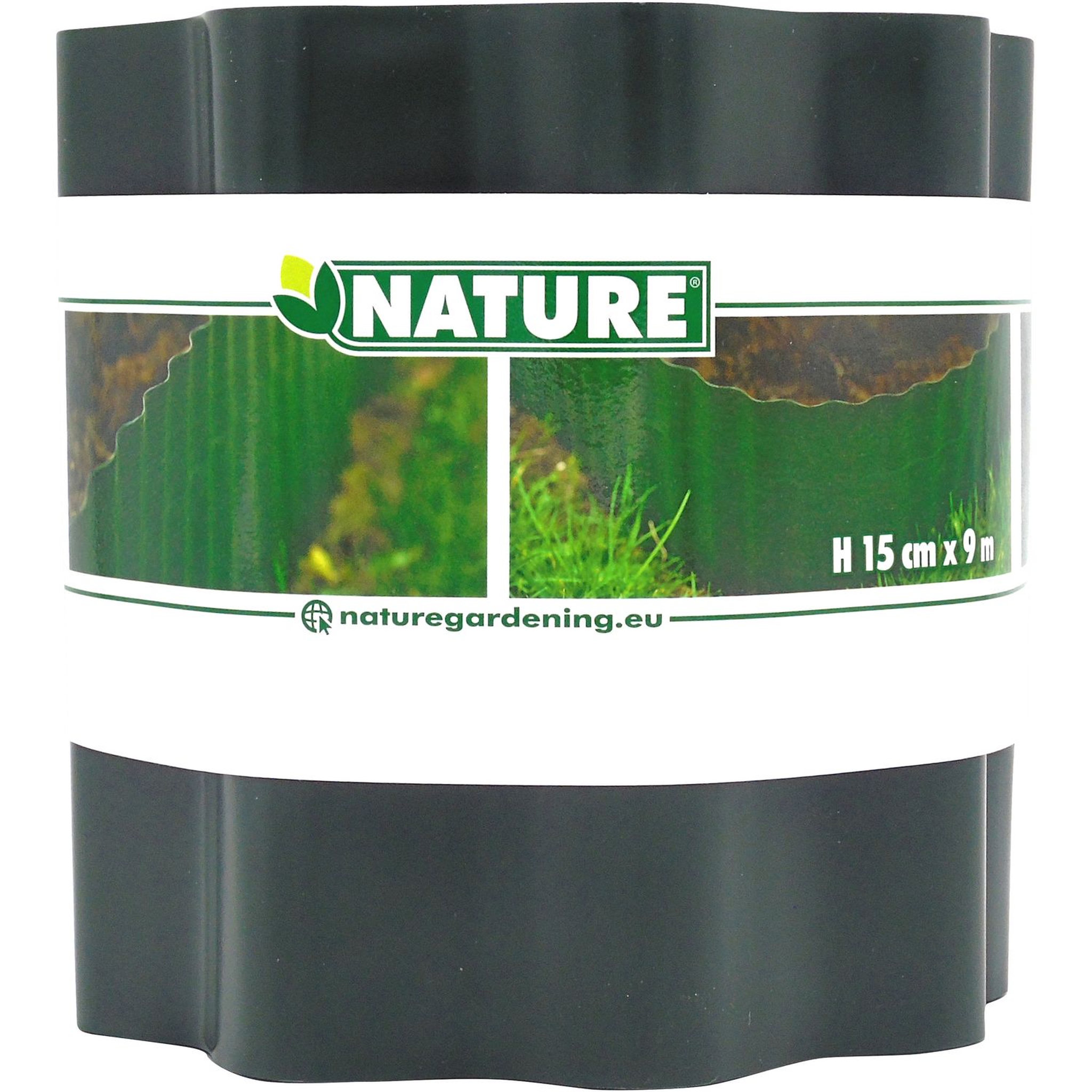 Voir la diapositive 5 : NATURE Bordure à gazon PVC vert - H15 cm x 9 m