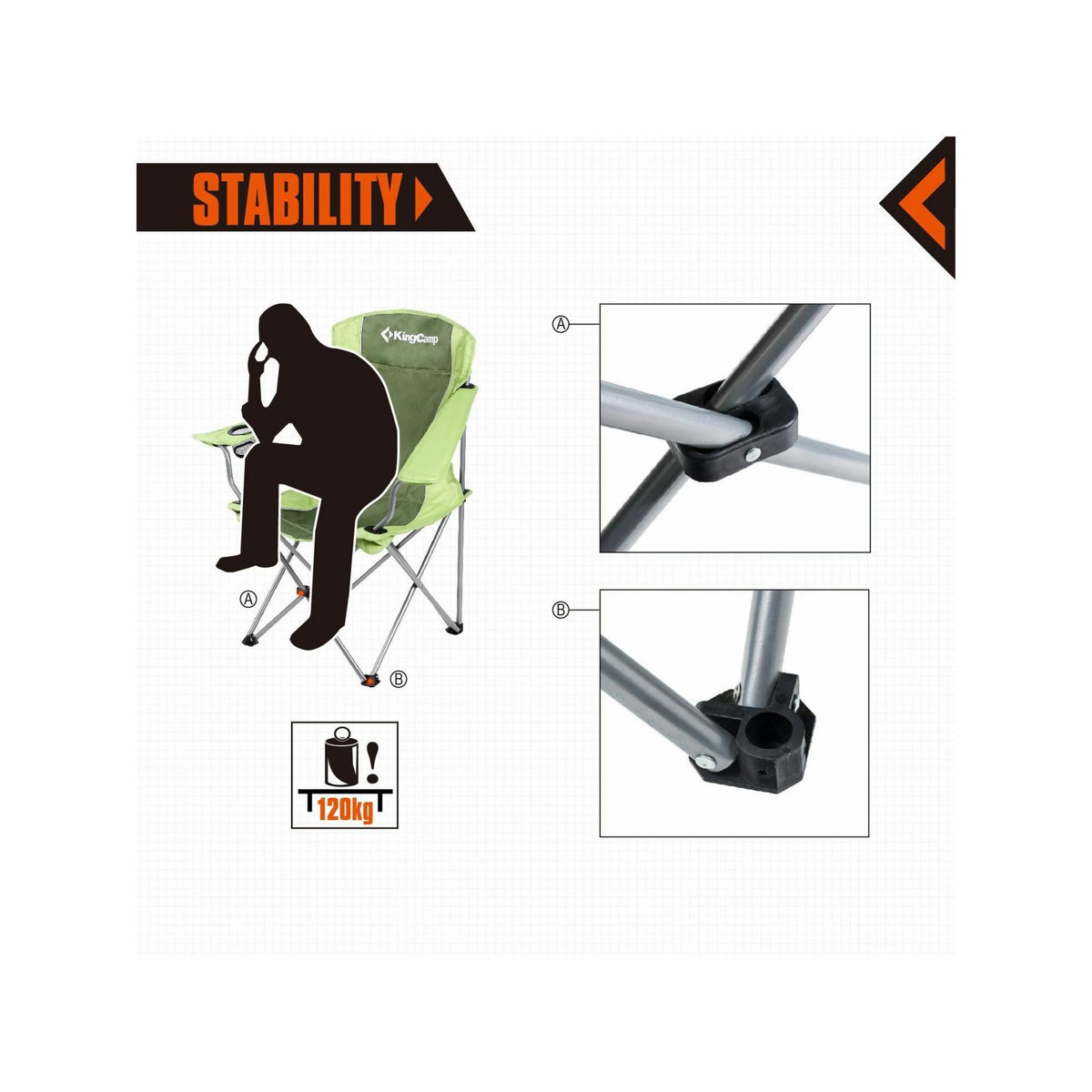 KINGCAMP Chaise de camping - Kingcamp - Vert - Sac de transport inclus