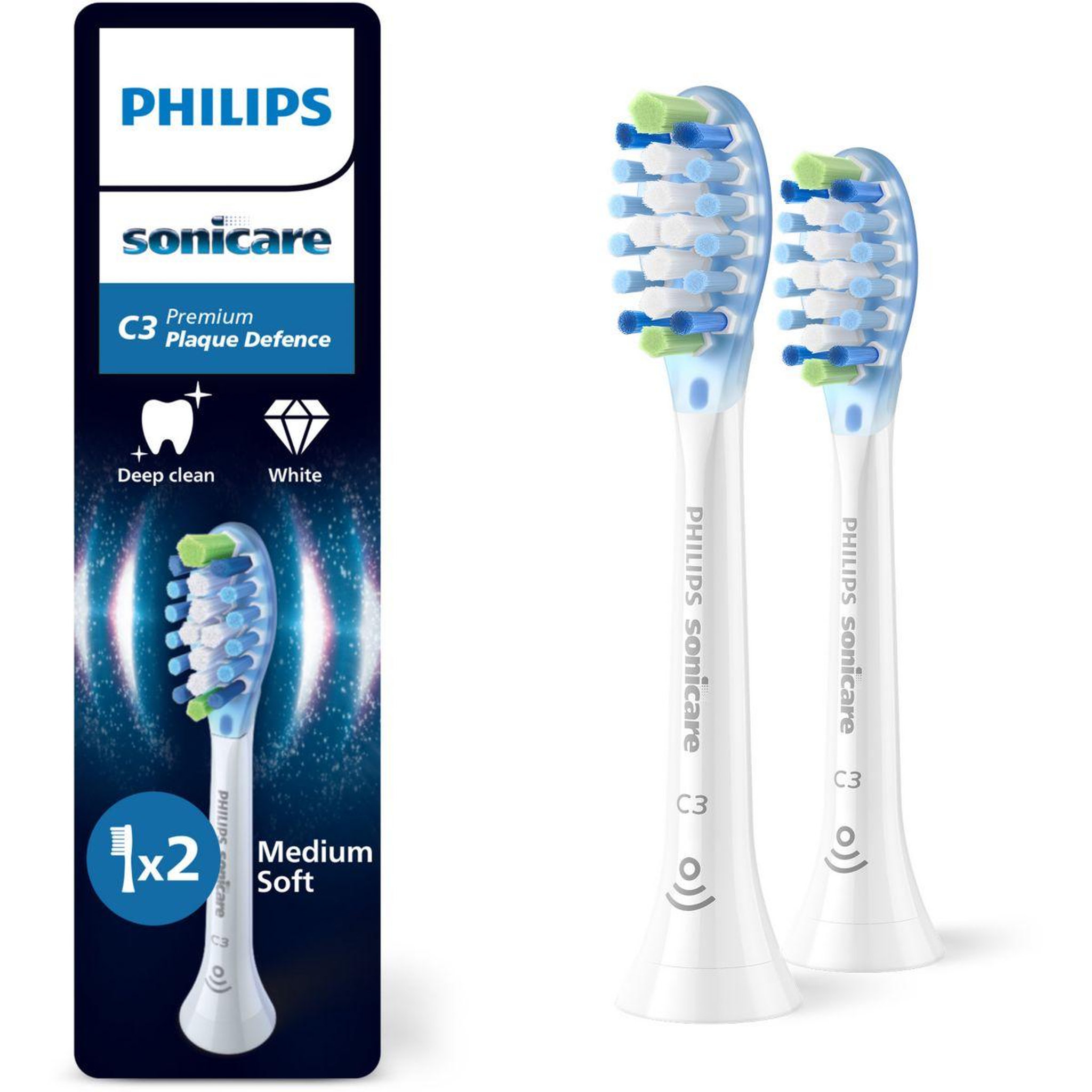Philips Brossette dentaire Sonicare lot de 2 - HX9042/87 white Premium Plaque Defence C3