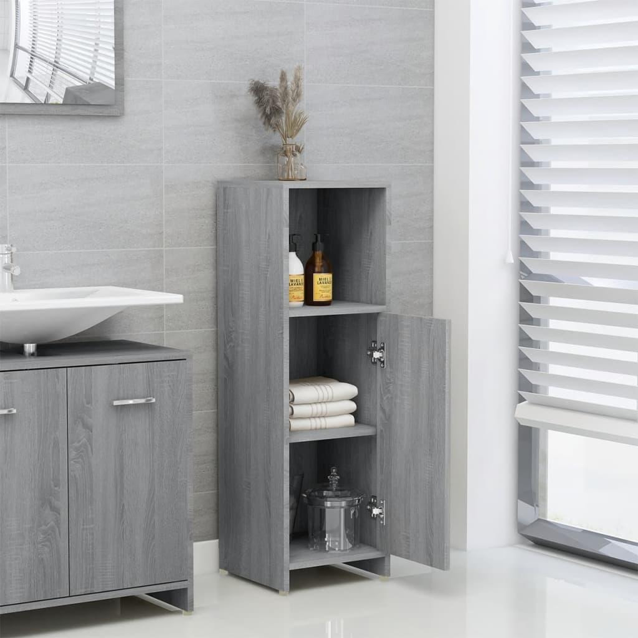 Voir la diapositive 1 : VIDAXL Armoire de bain Sonoma gris 30x30x95 cm Bois d'ingenierie