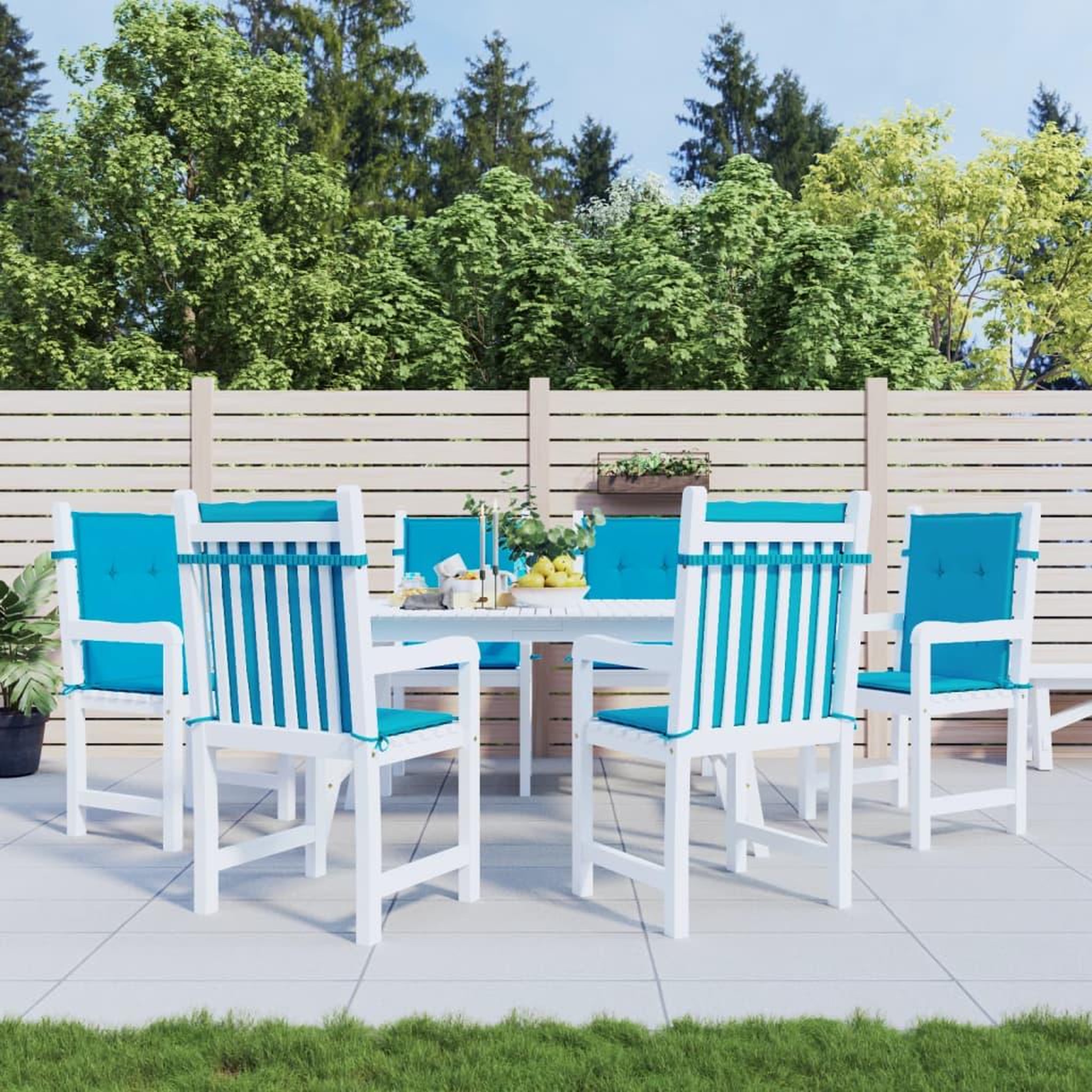 Voir la diapositive 1 : VIDAXL Coussins de chaise de jardin a dossier bas lot de 6 bleu