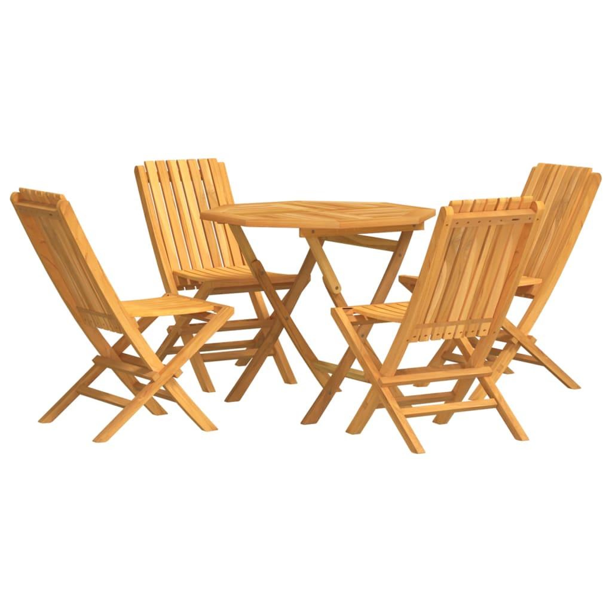 Voir la diapositive 2 : VIDAXL Ensemble a manger de jardin 5 pcs Bois de teck massif