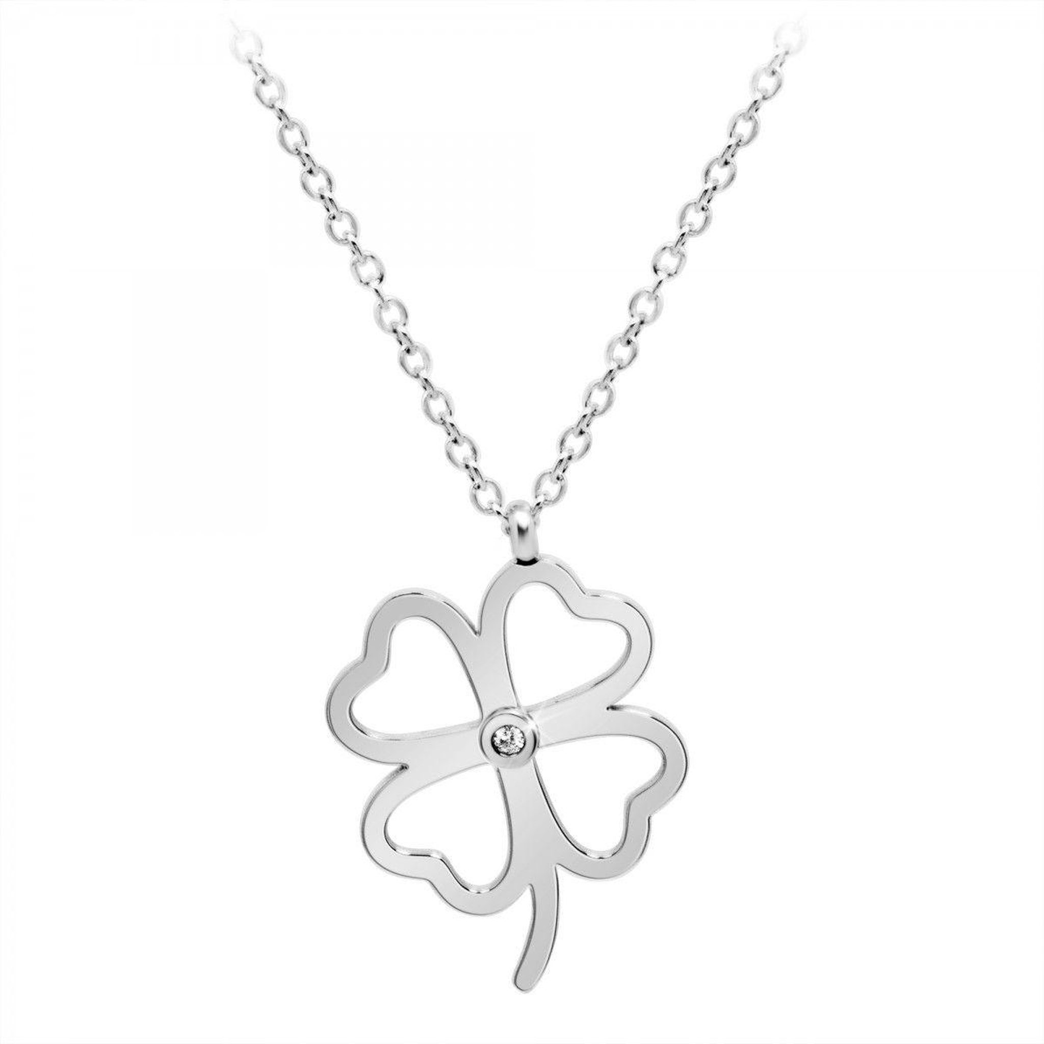 SC CRYSTAL Collier trèfle par SC Crystal orné d'un véritable diamant blanc