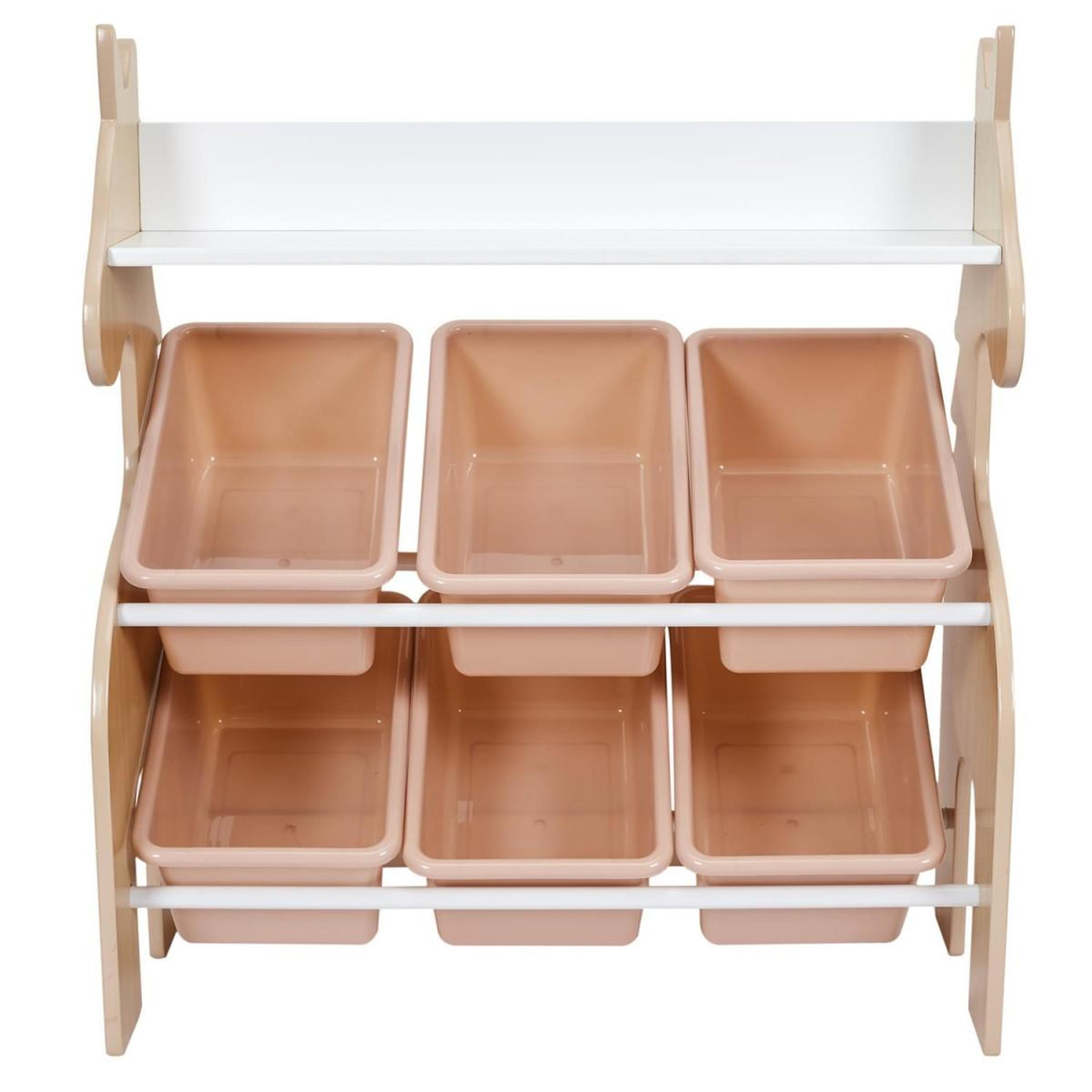 Voir la diapositive 2 : HOME DECO KIDS Meuble de rangement 6 bacs  licorne  71cm rose