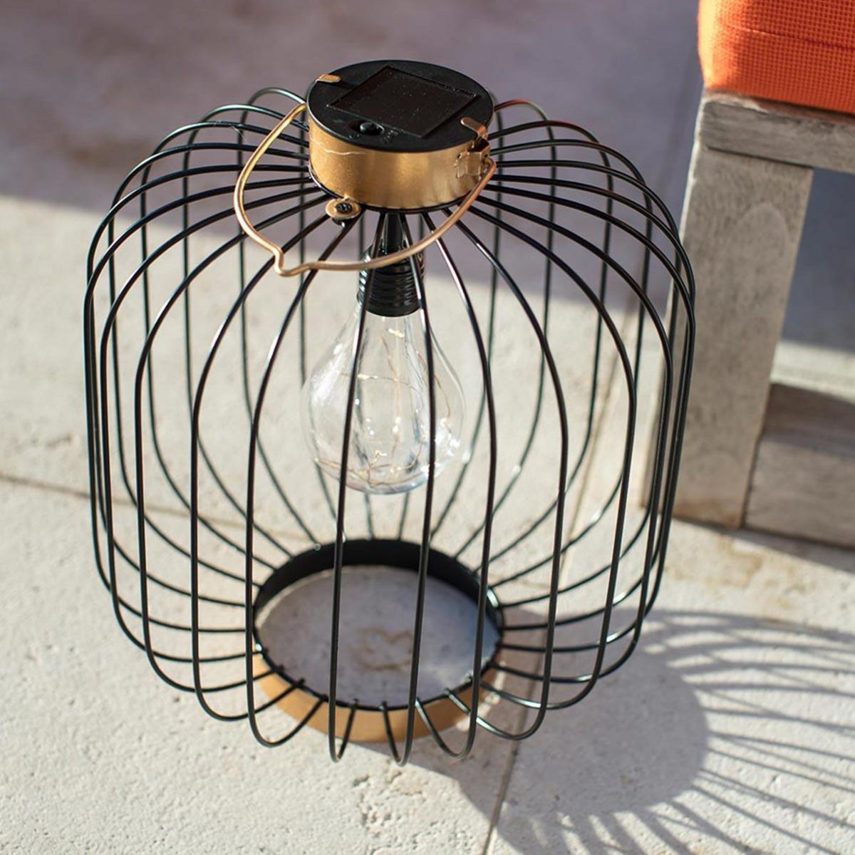 Lumisky Lanterne solaire cage COCO Noir Metal H35cm