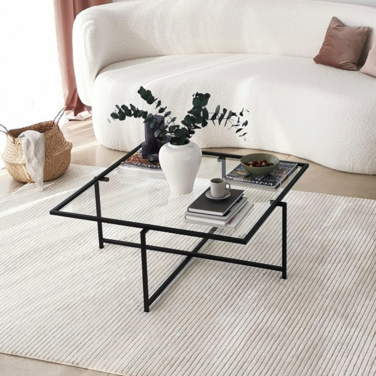 CONCEPT USINE Table basse design noire en verre LIMP