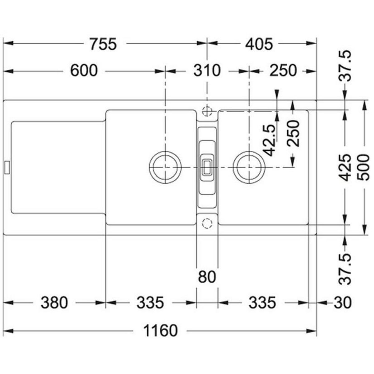 franke Evier à encastrer 90cm onyx avec siphon - 459471