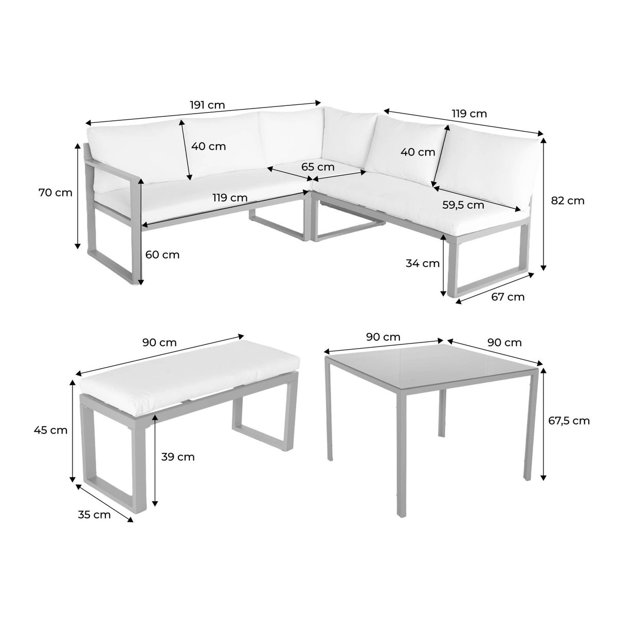 SWEEEK Salon. table de jardin aluminium 9 places kaki et beige - Convivio