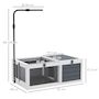Voir la diapositive 3 : PAWHUT Maison enclos cage pour tortue petit animal avec 2 espaces support lampe réglable bois gris blanc