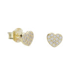 L'ATELIER D'AZUR Boucles d'Oreilles Argent 925/000 Doré - Coeur Pavé de Zirconiums