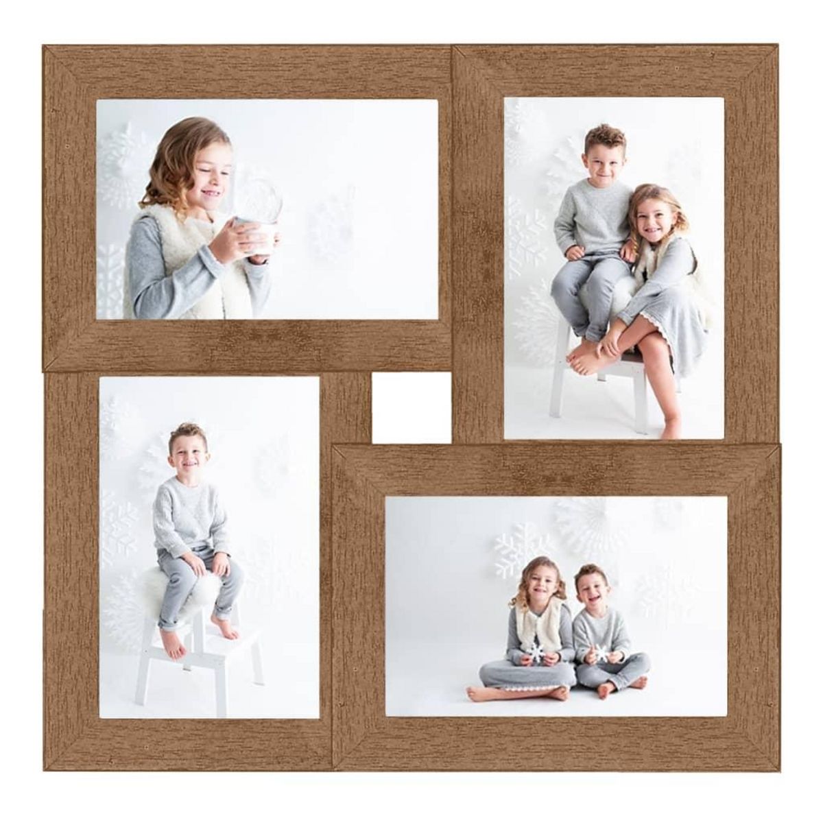 VIDAXL Collage de cadres photo pour photo de 4x(13x18 cm) Marron MDF