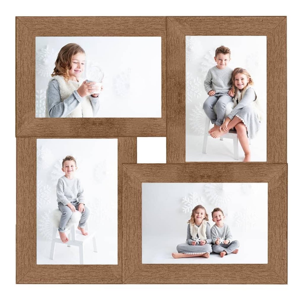 VIDAXL Collage de cadres photo pour photo de 4x(13x18 cm) Marron MDF